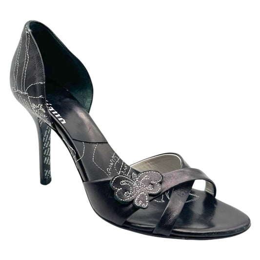 John Galliano Black Leather D'Orsay Heels with Contrast Stitch