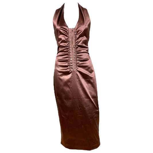 Dolce & Gabbana Satin Lace Up Halter Midi Dress NEW
