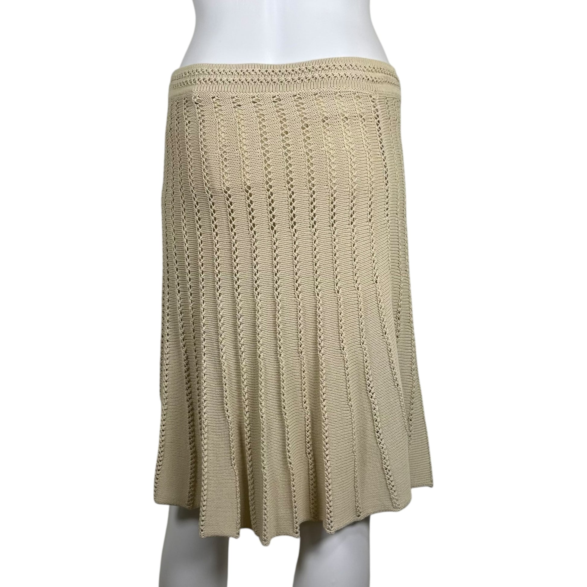 Christian Dior Ivory Knit Midi Skirt A-Line Early 2000s