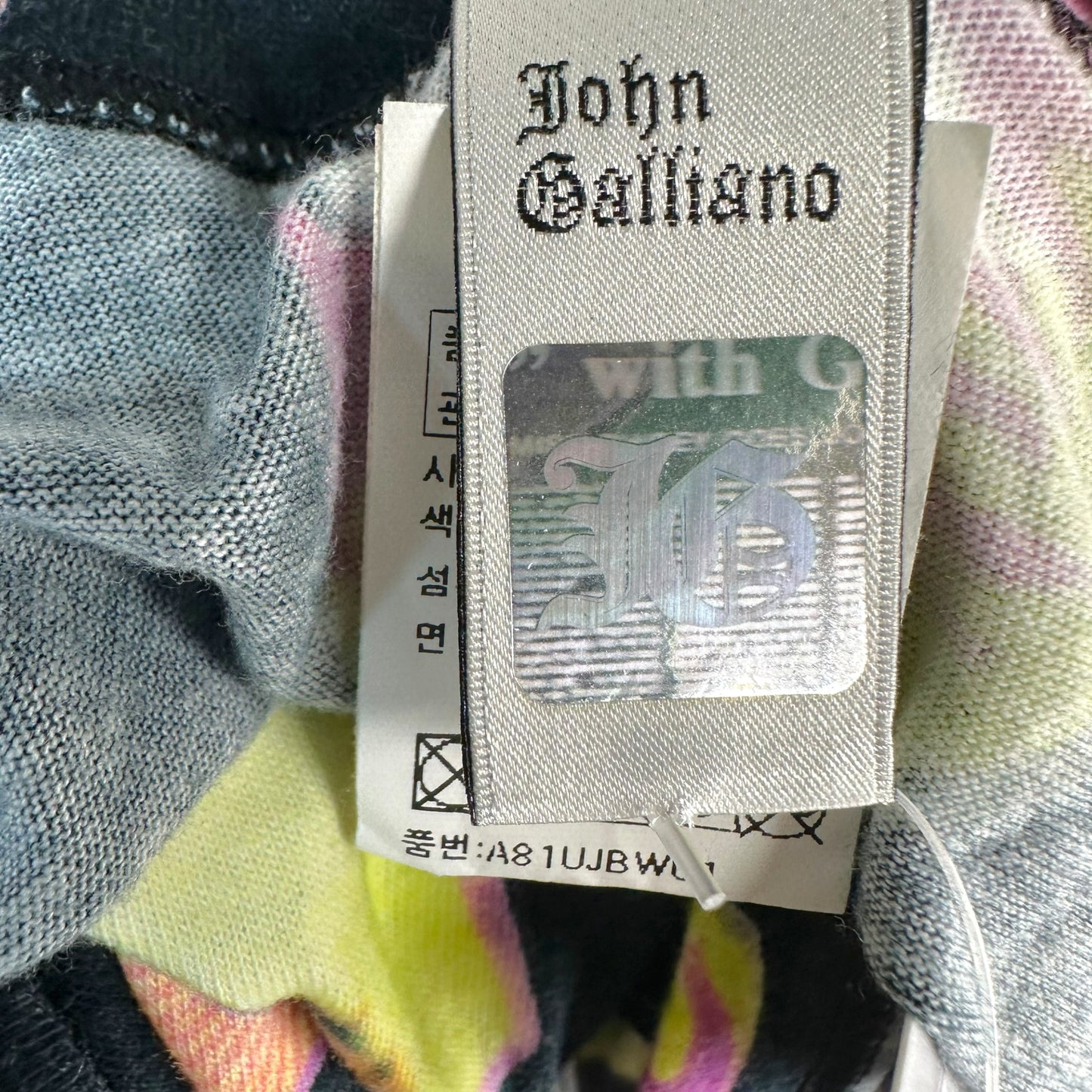 John Galliano Tank Top Black Multicolor Logo Print XS
