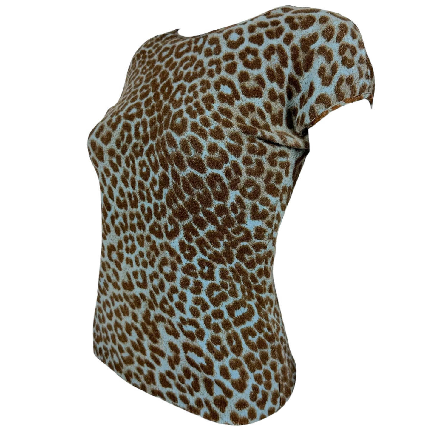 Anna Molinari (Blumarine) Blue Leopard Print Knit Top