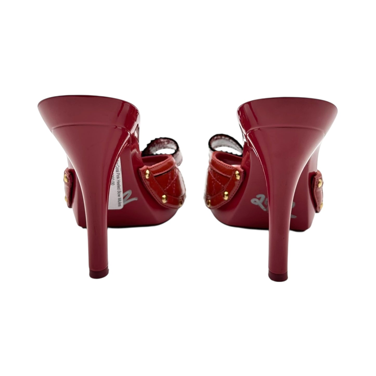 Christian Dior Coral Pink Heeled Bow Mules
