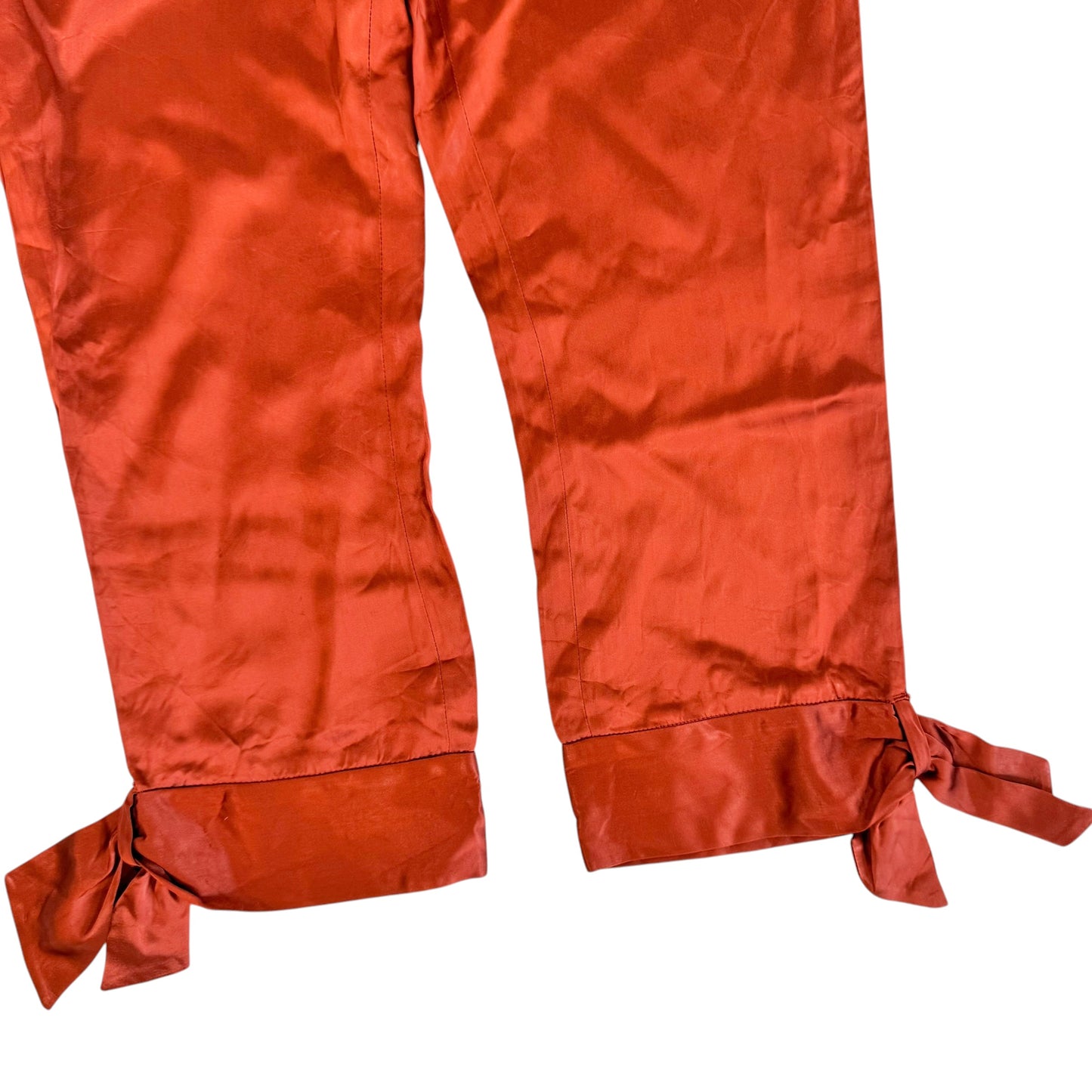 Versace Versus Dark Orange Iridescent Satin Cropped Capri Pants