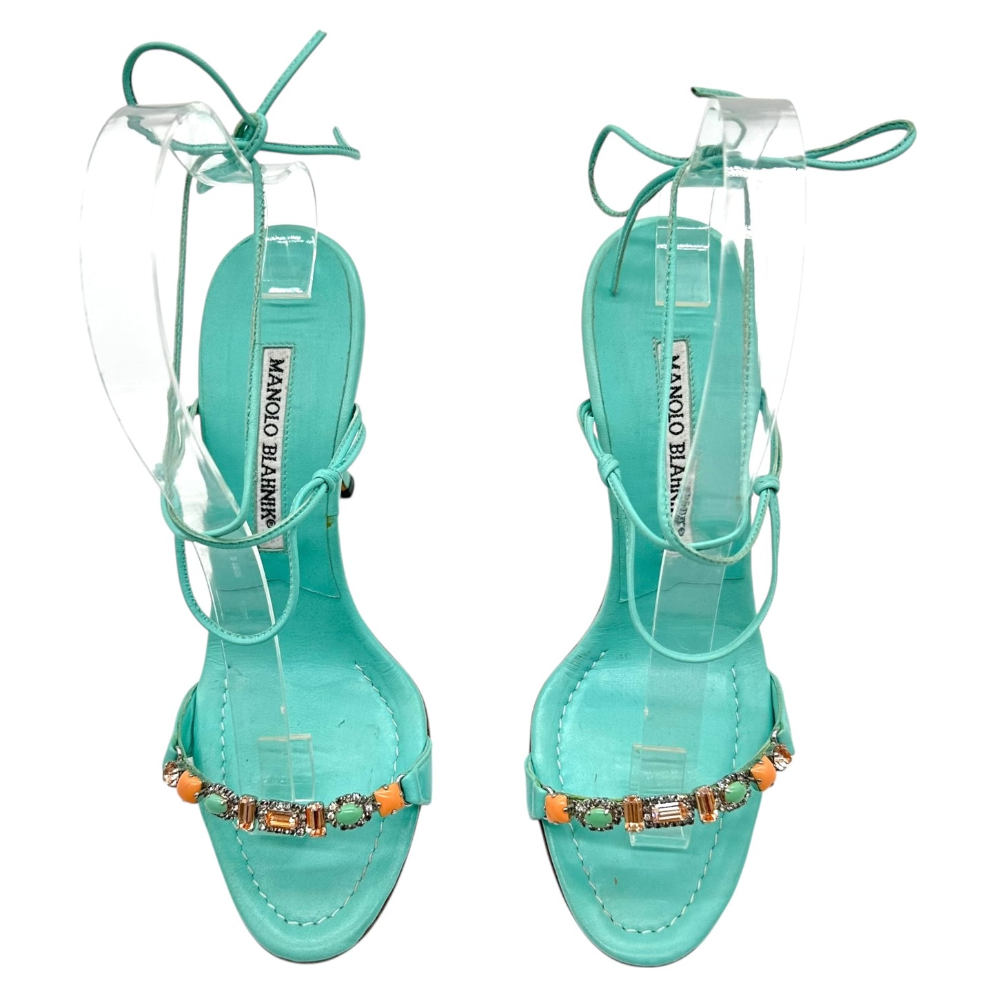 Manolo Blahnik Turquoise Wrap Heels
