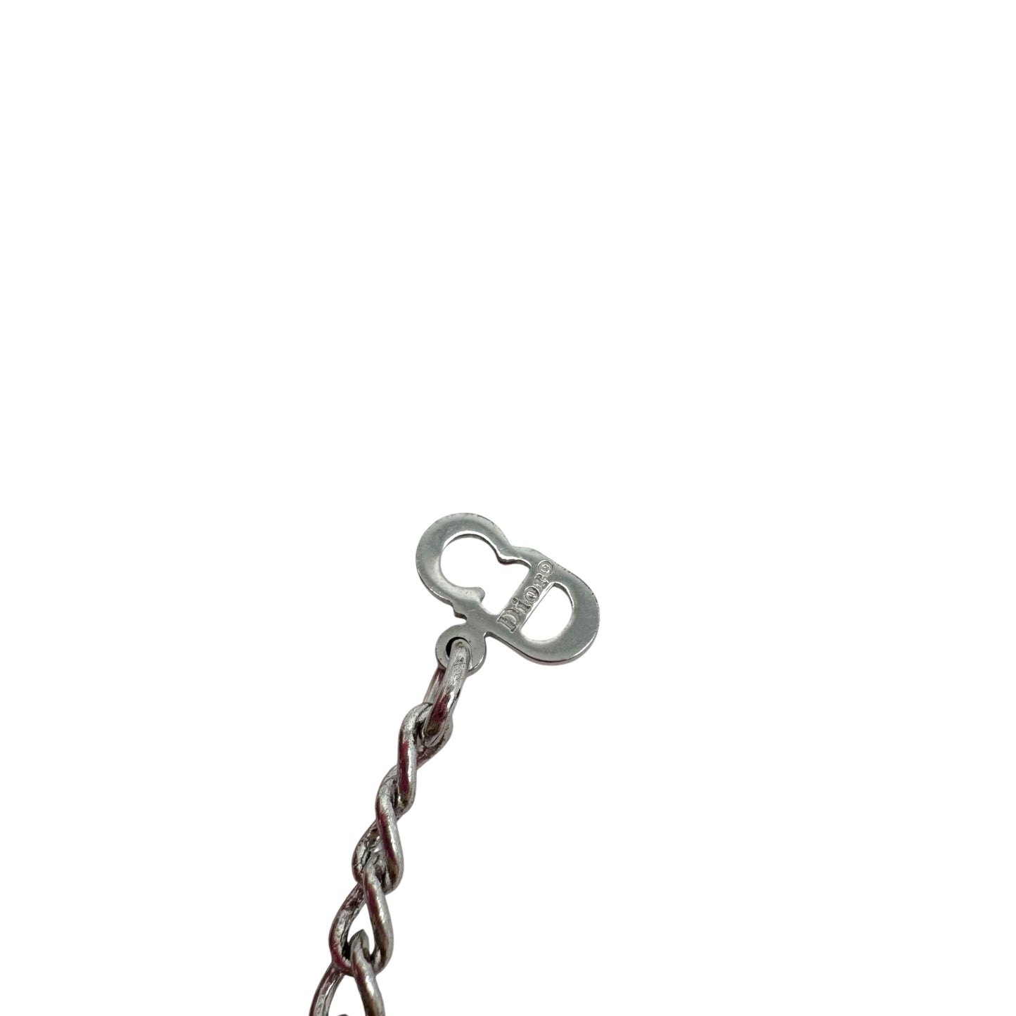 Christian Dior Silver Logo Plate Necklace