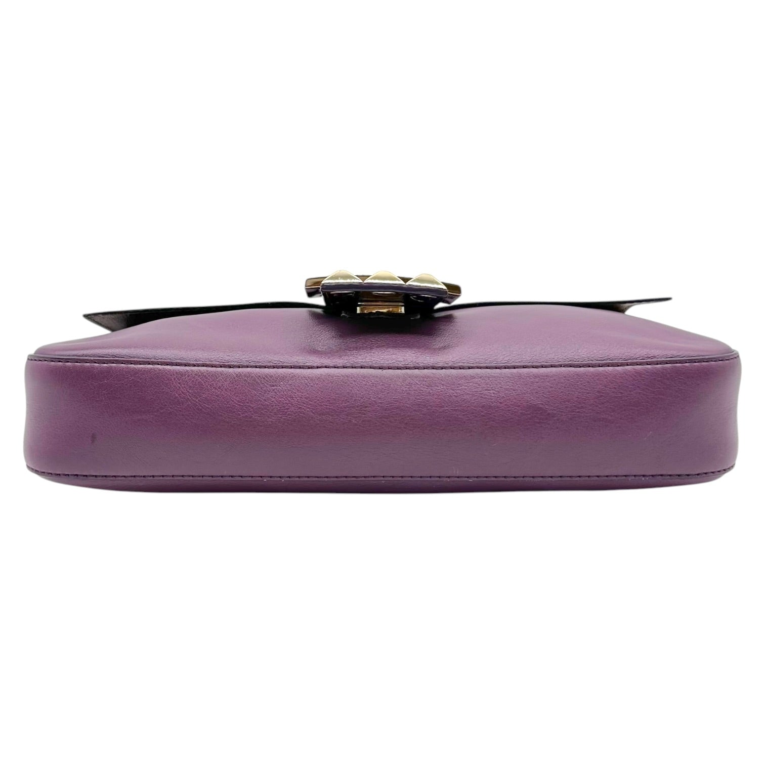Fendi Purple Leather Baguette Bag with Gold Stud