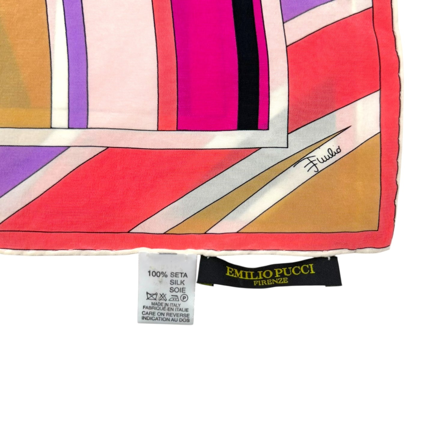 Emilio Pucci Pink & Purple Multi Printed Silk Scarf