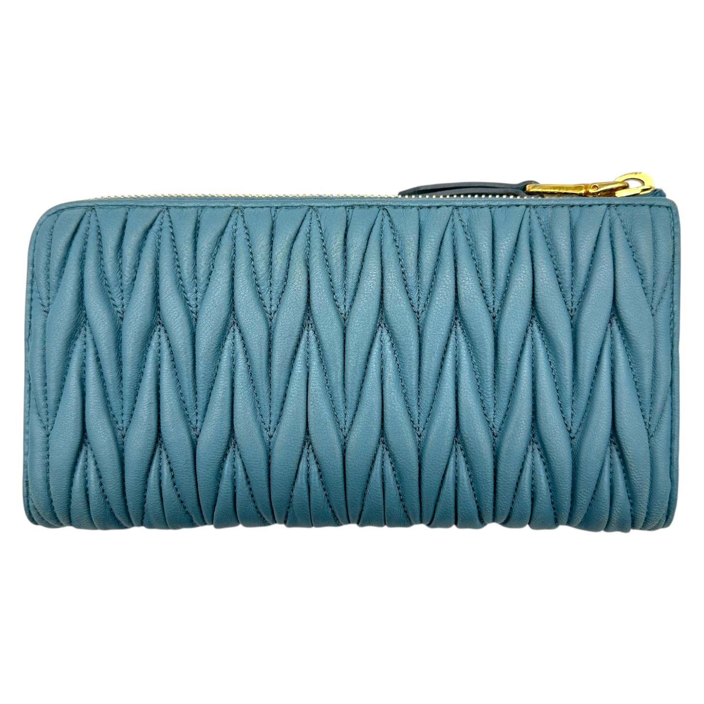 Miu Miu Blue Quilted Matelasse Leather Long Wallet - Outfit Repeater