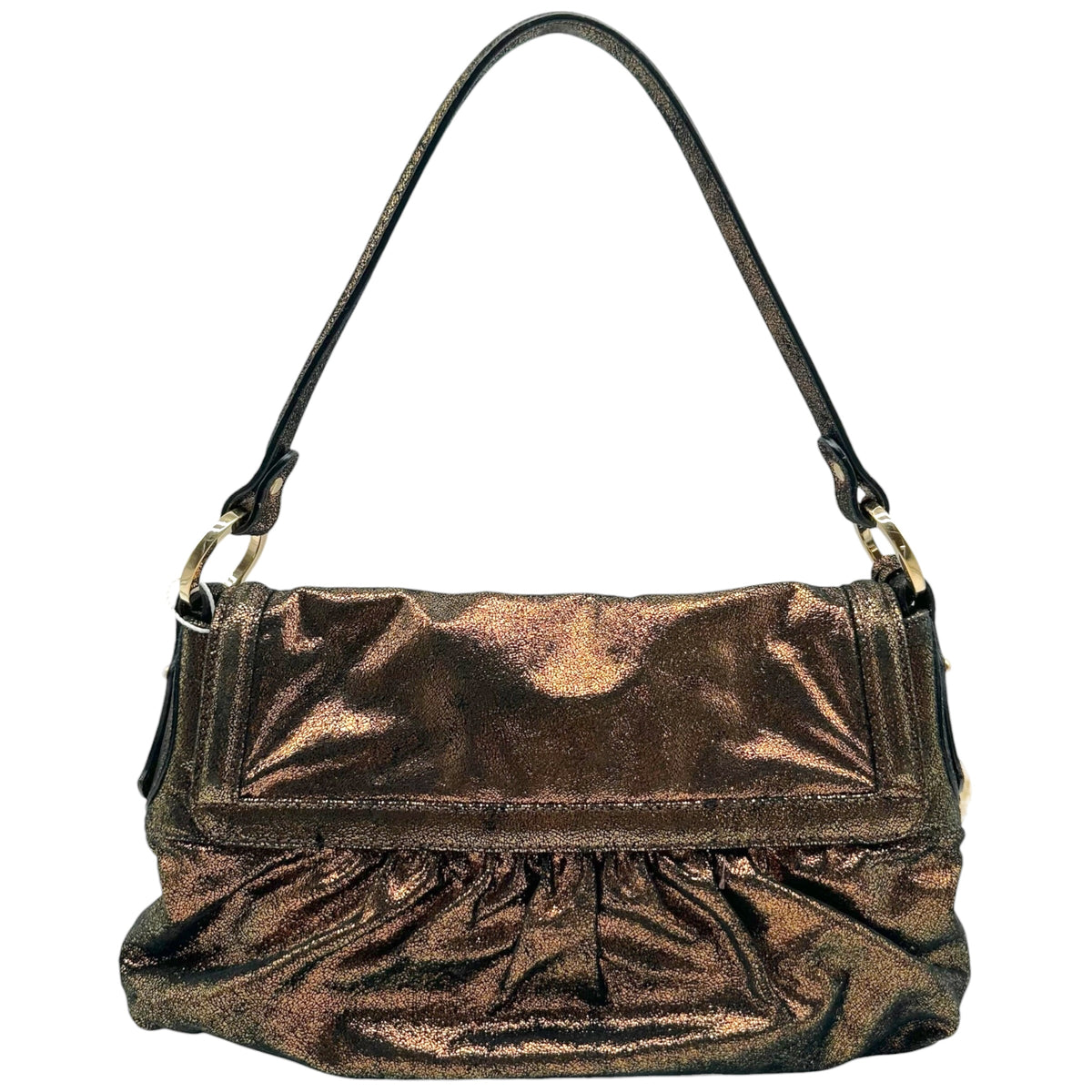 Fendi Bronze Metallic Suede Shoulder Bag