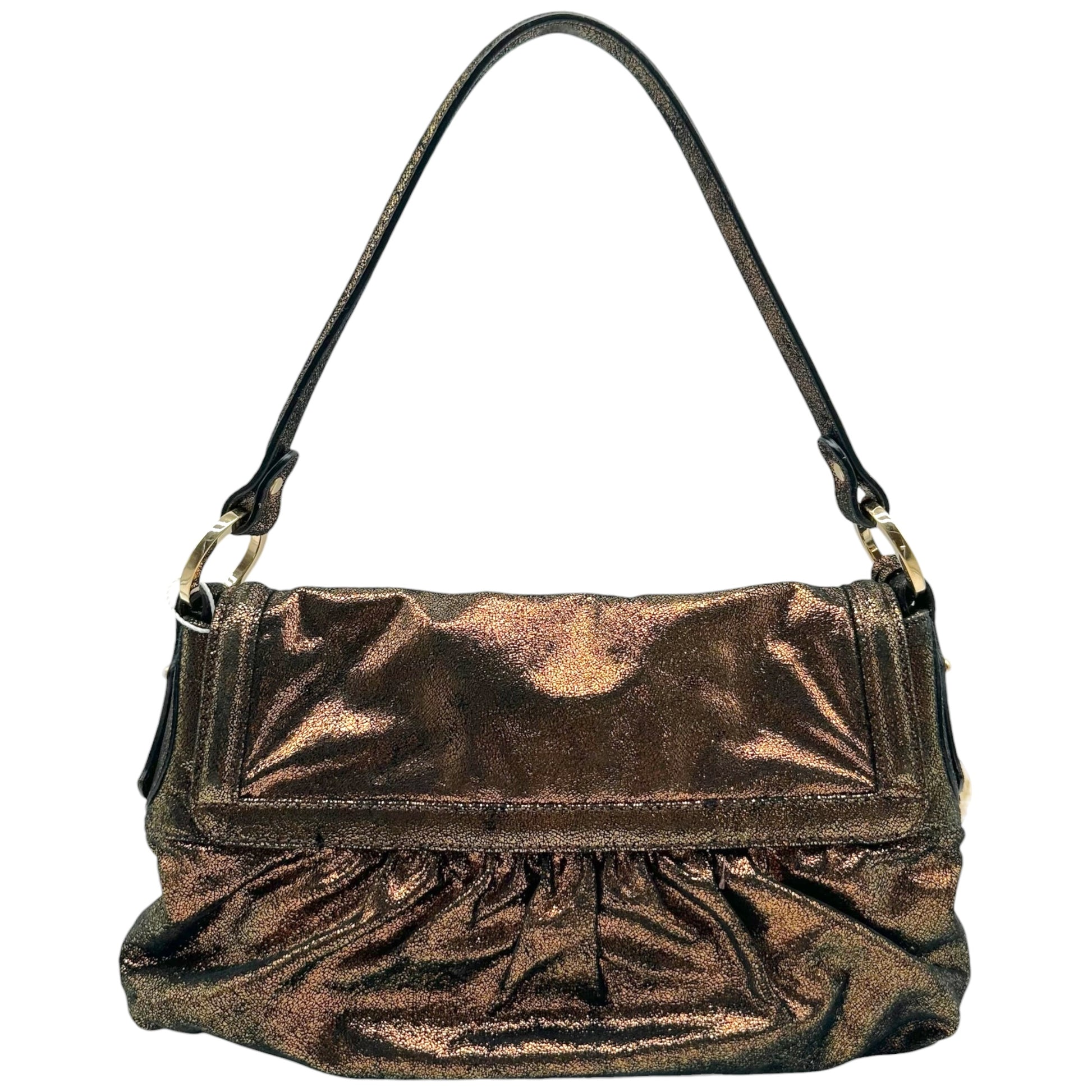 Fendi Bronze Metallic Suede Shoulder Bag