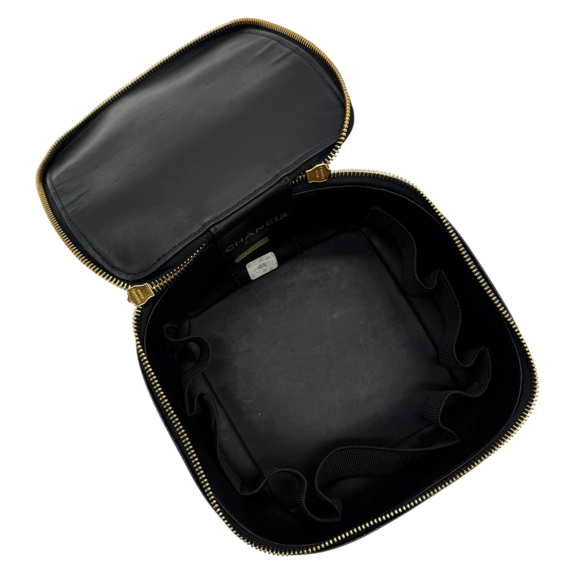 Chanel Black Caviar Leather Square Top Handle Small Vanity Bag 1996-97 - Outfit Repeater