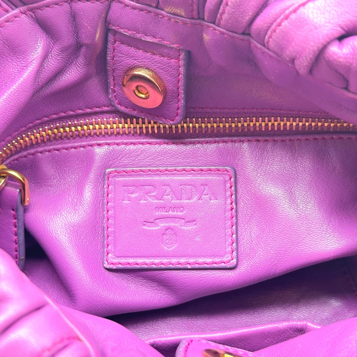 Prada Purple Lambskin Patchwork Shoulder Bag