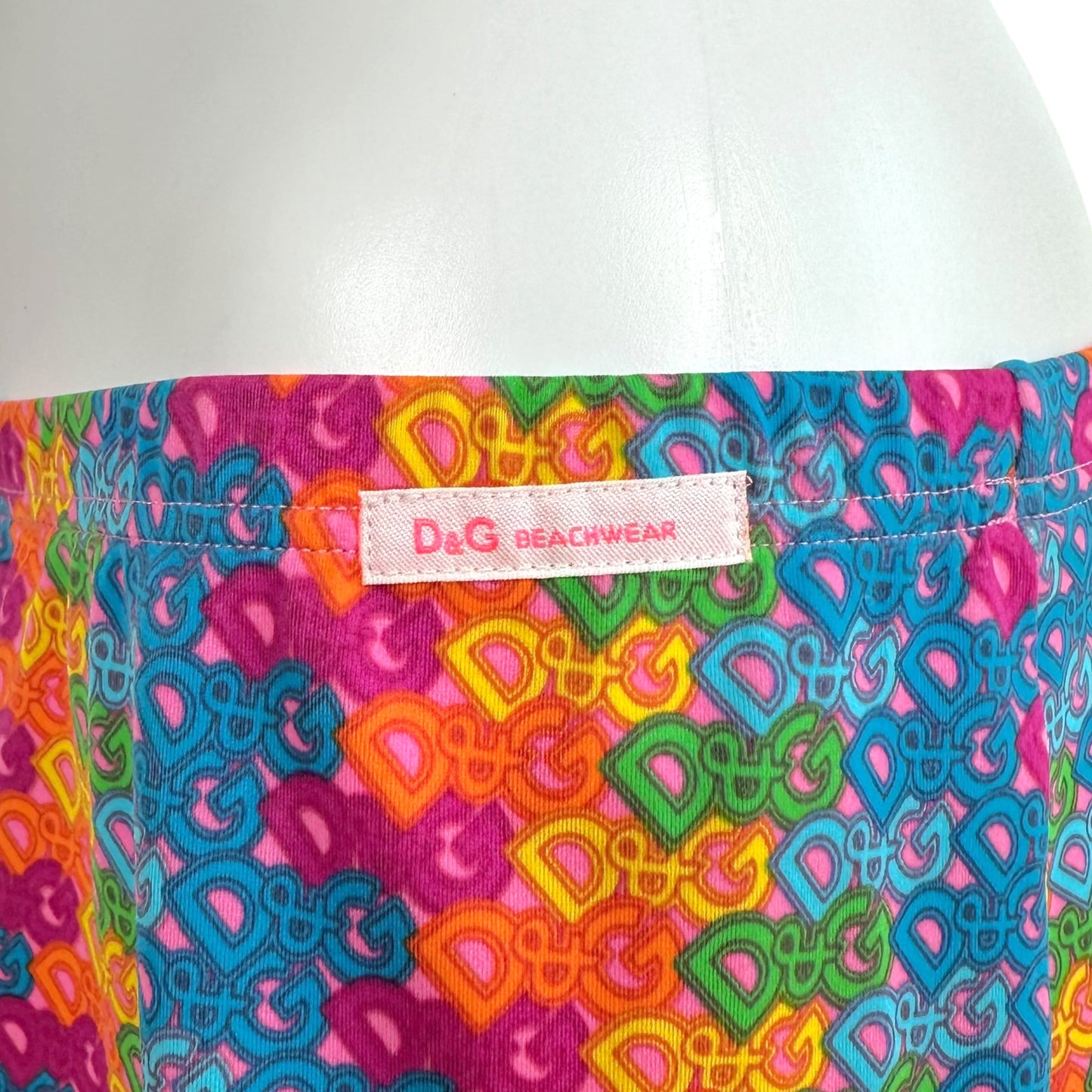 D&G Dolce & Gabbana Beachwear Rainbow Logo Mini Skirt