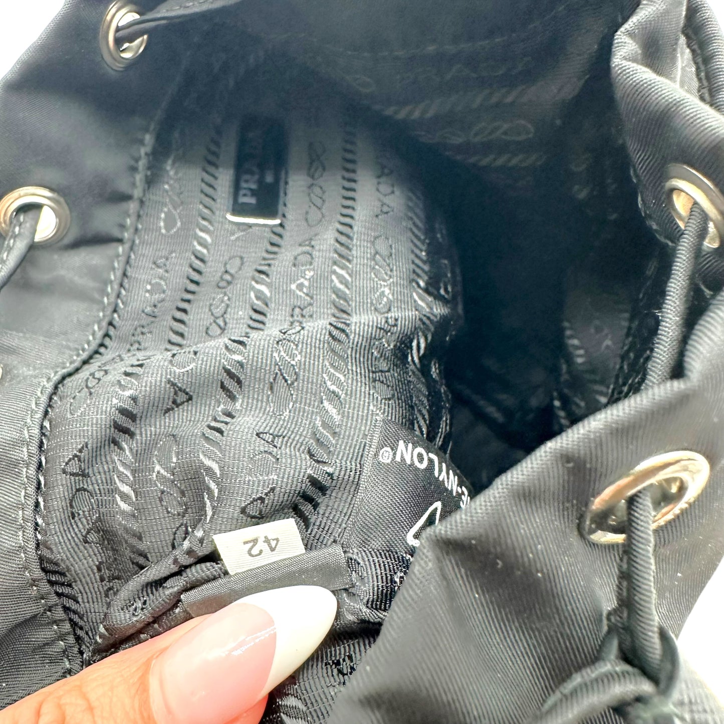 Prada Black Nylon Drawstring Wristlet Clutch Bag