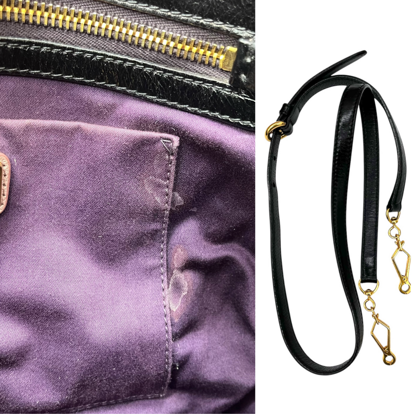 Miu Miu Black & Gold Leather 2-Way Bag