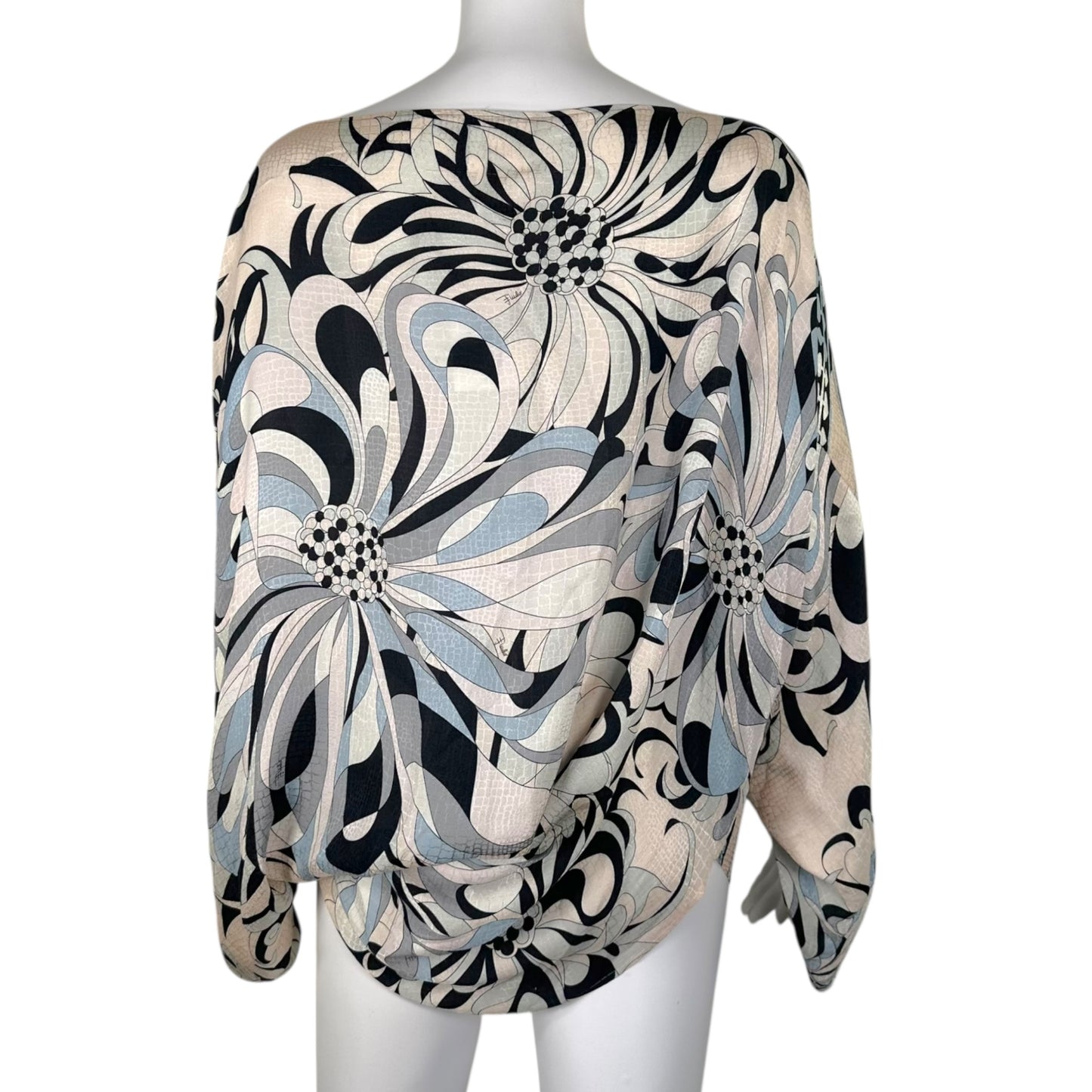 Emilio Pucci Asymmetrical Blouse Light Pink Blue Silk