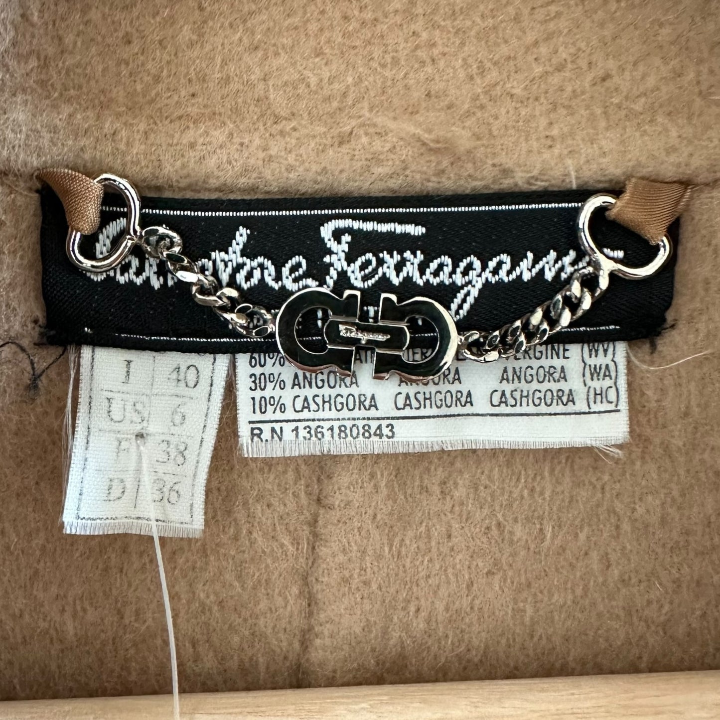 Salvatore Ferragamo Cashmere & Angora Beige Overcoat