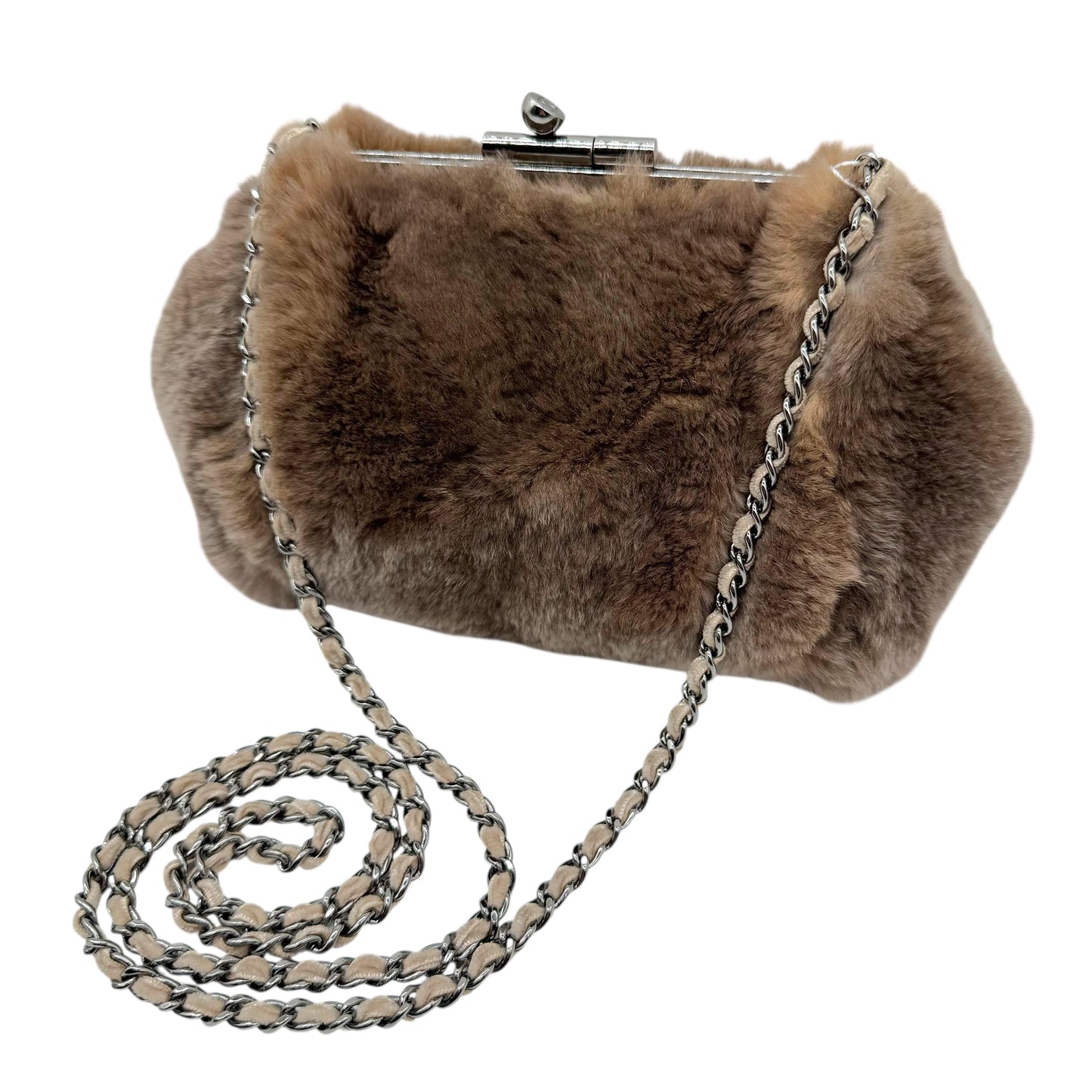 Chanel Brown Rabbit Fur Clutch on Chain Bag 2004-05 - Outfit Repeater