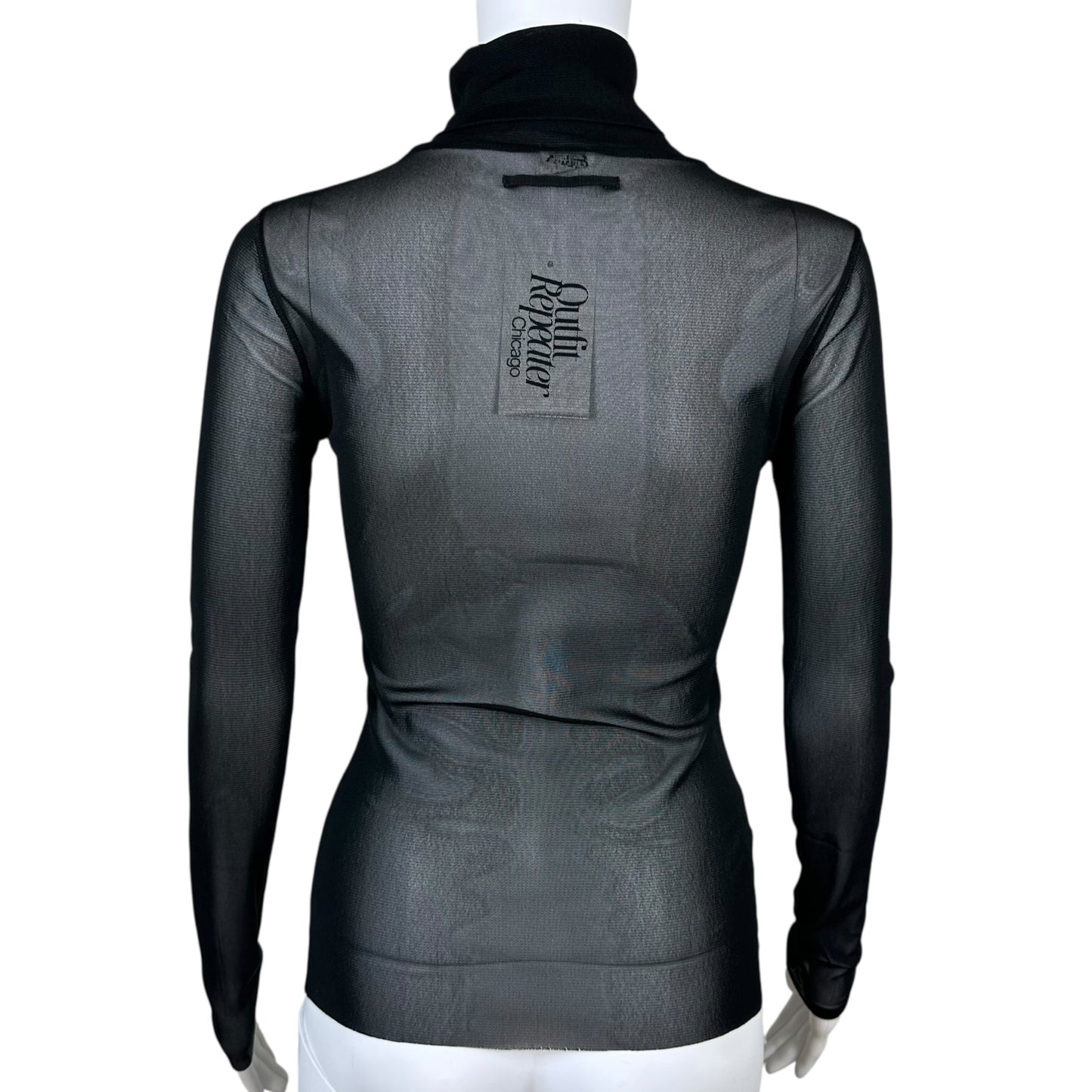 Jean Paul Gaultier Black Mesh Turtleneck Top