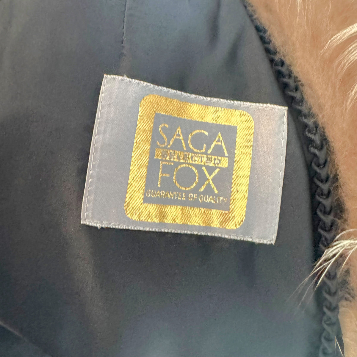 Saga Fox Brown Ivory Silver Fox Fur Mid-Length Coat