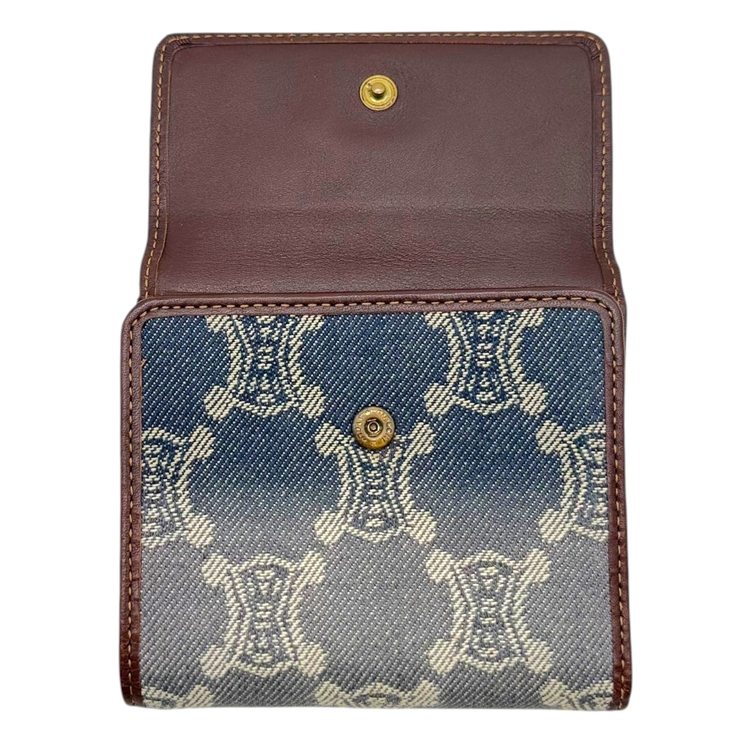 Celine Denim Bi-Fold Wallet Triomphe Monogram Pattern