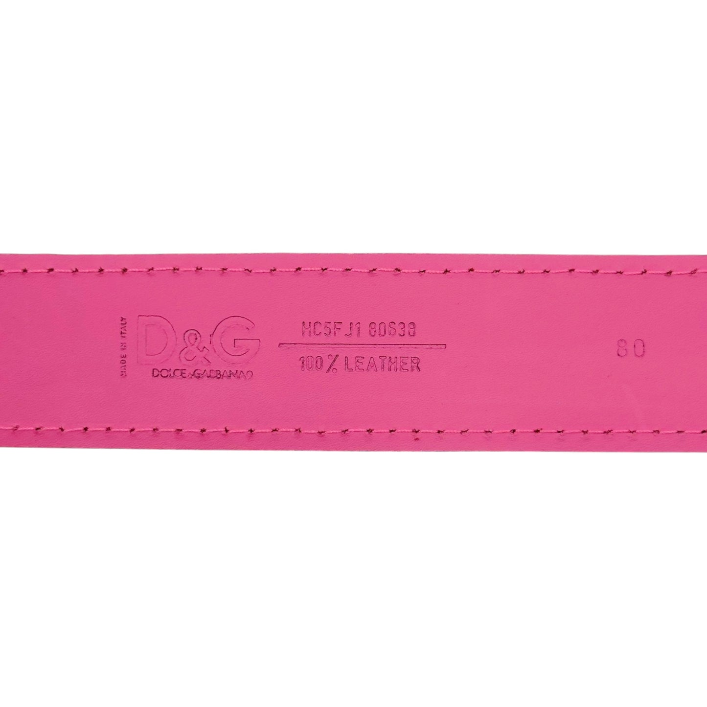 D&G Pink Leather Silver Logo Buckle Belt
