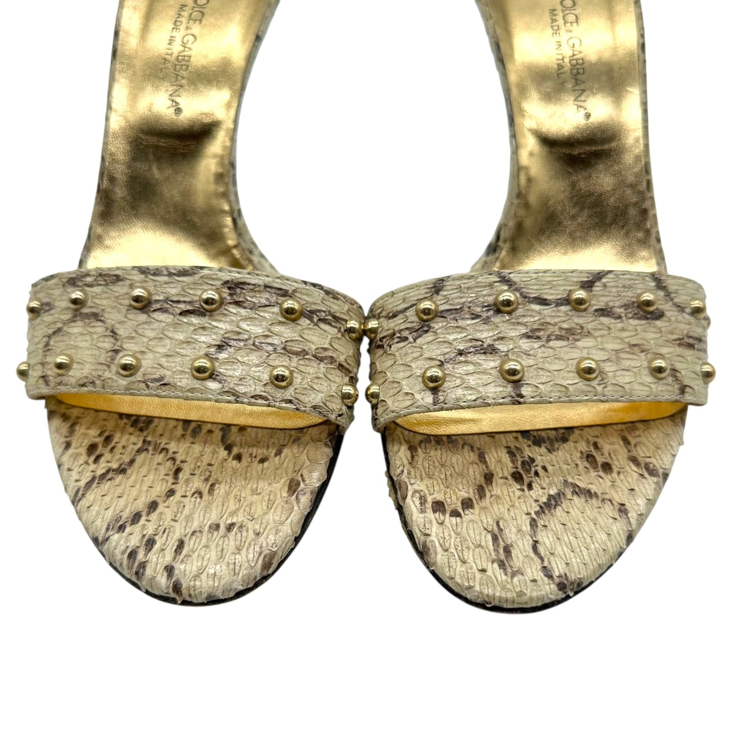 Dolce & Gabbana Studded Snakeskin Mule Heels - Outfit Repeater