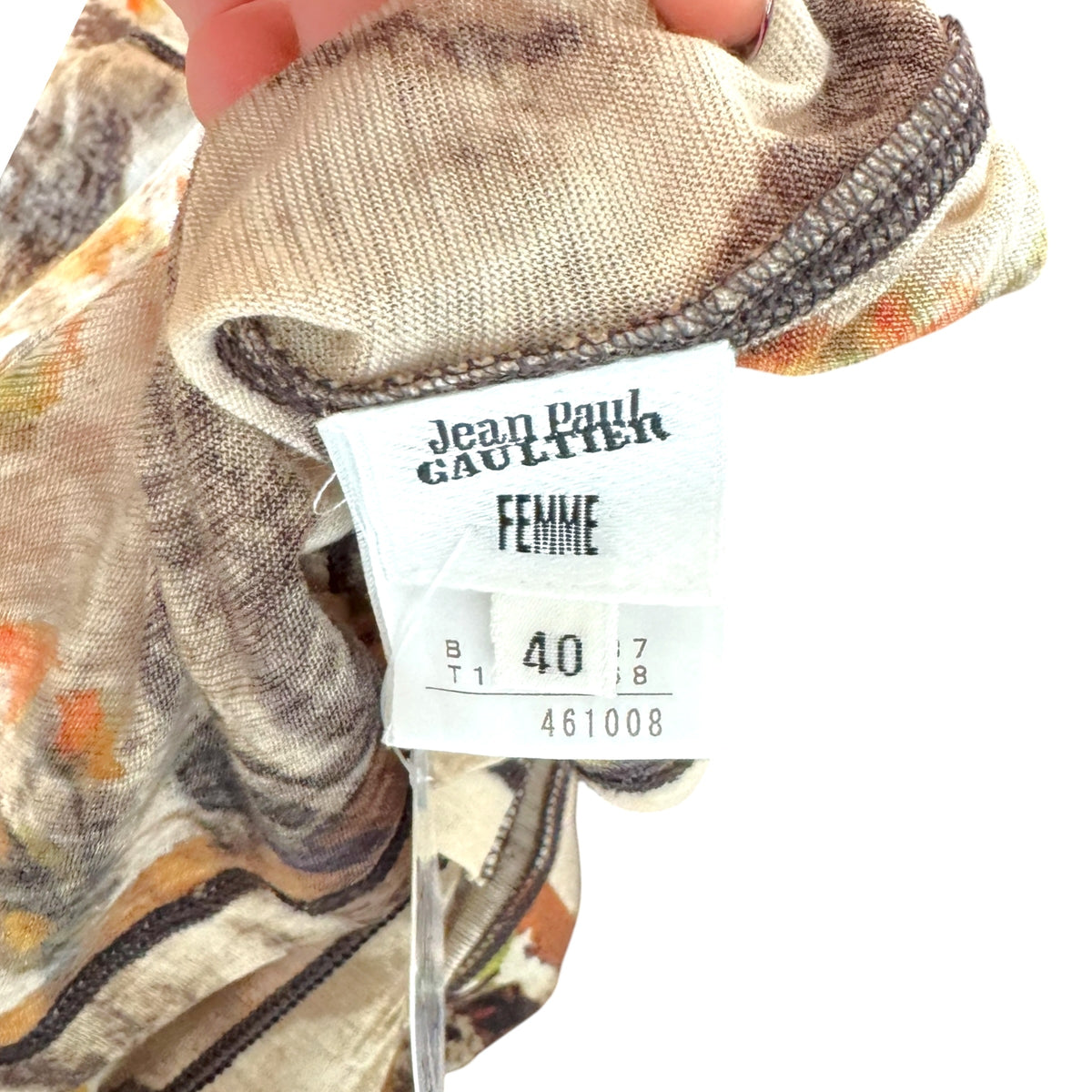 Jean Paul Gaultier Beige & Orange Printed Wool Zip-Up Sweater