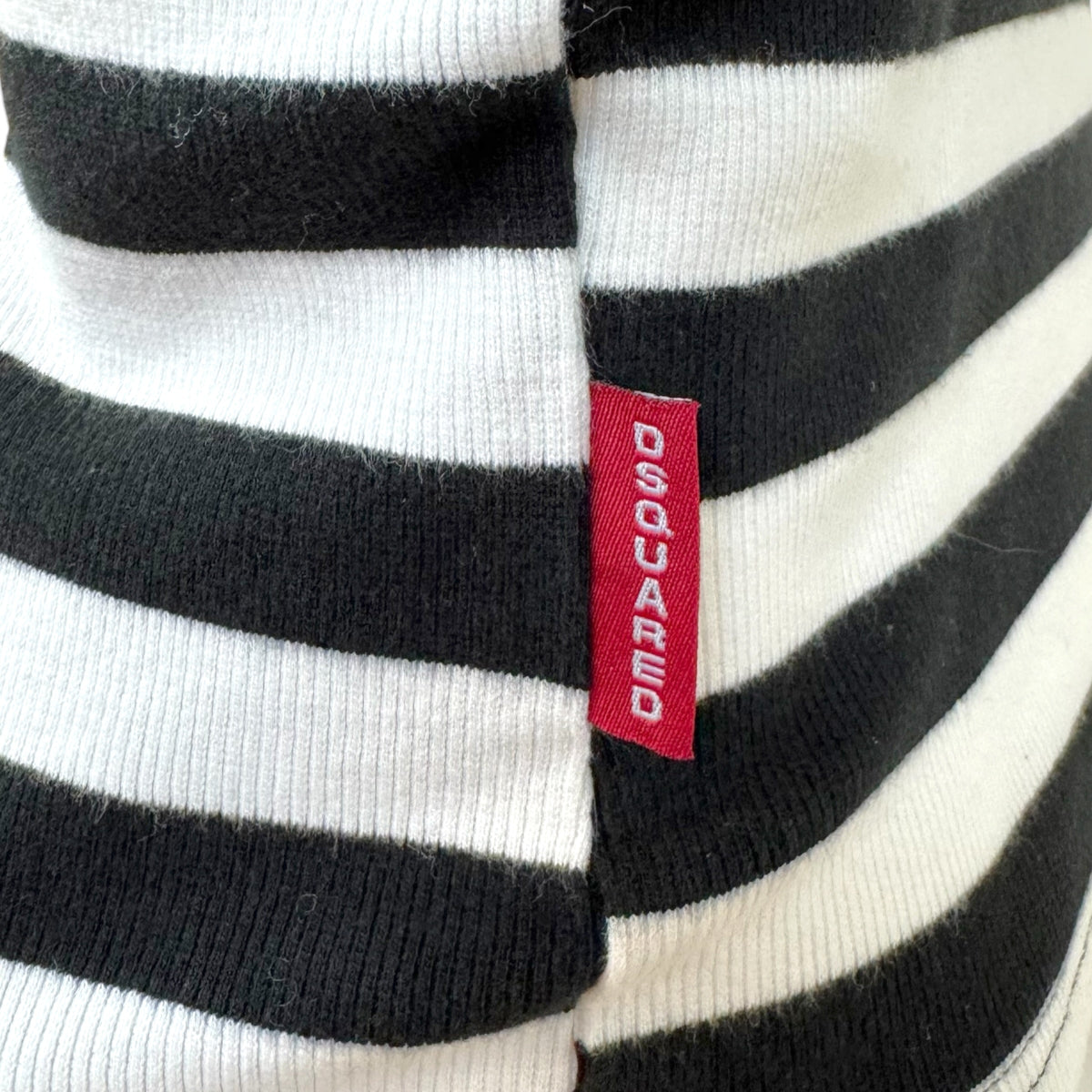 Dsquared2 Black And White Striped Midi Dress