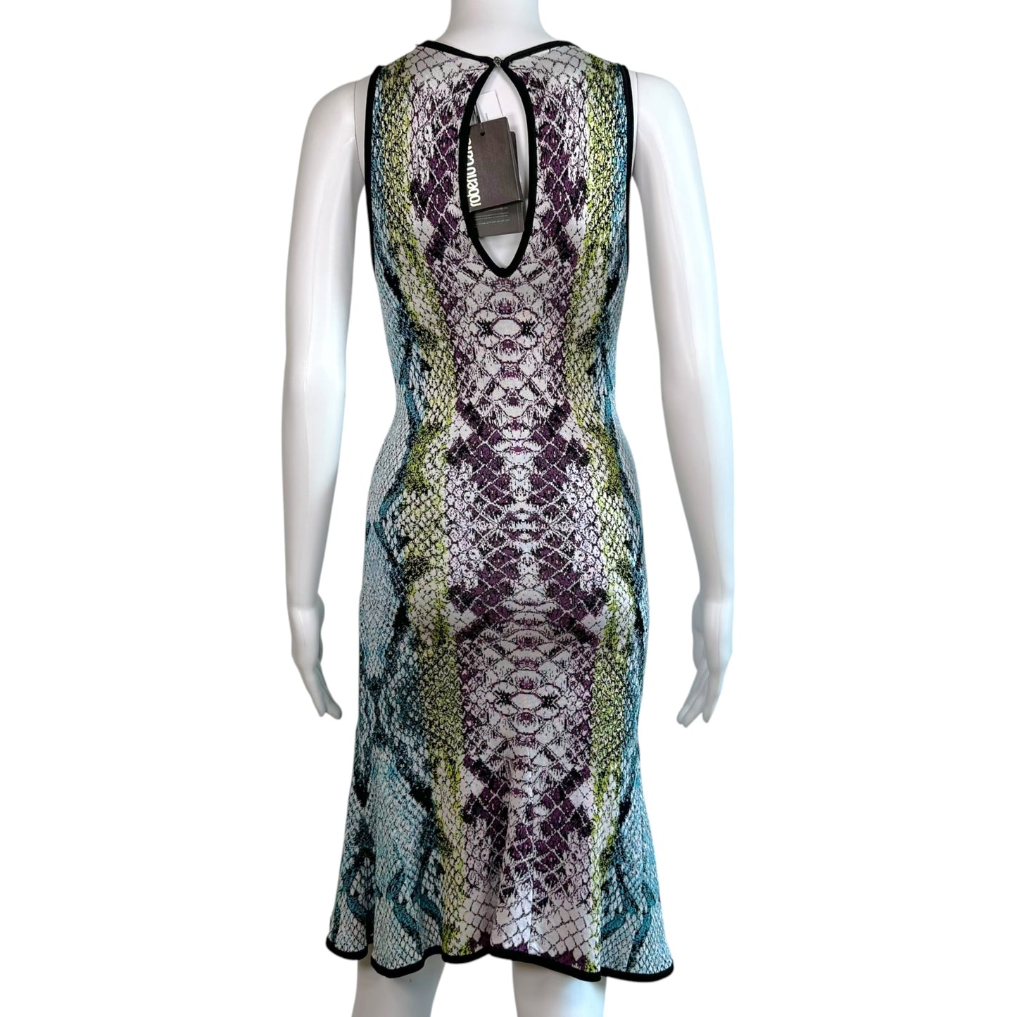 Roberto Cavalli Knit Midi Dress Multicolor Snakeskin Print