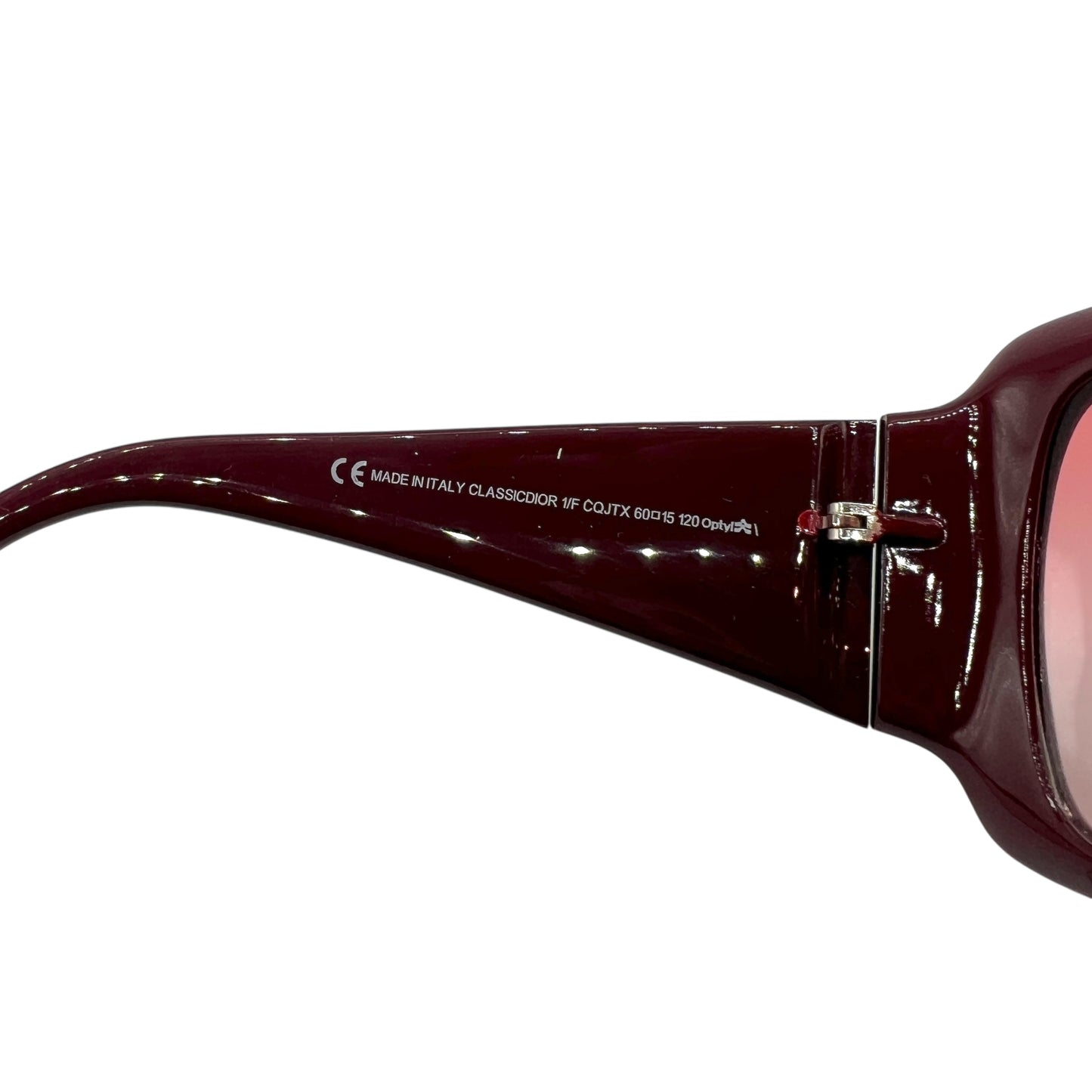 Christian Dior ClassicDior1 Red & Mother of Pearl Logo Oversized Sunglasses w/ Case