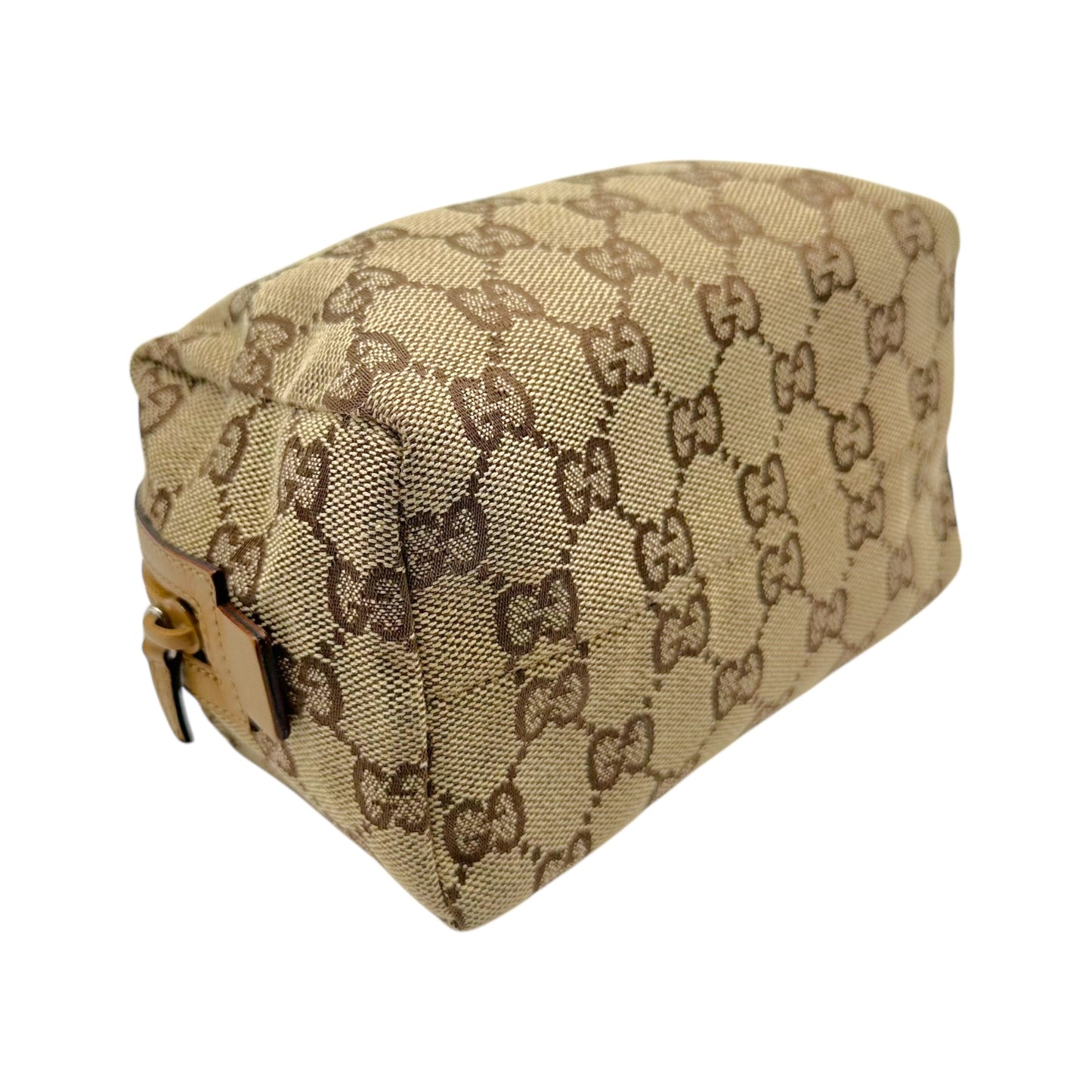 Gucci Tan Monogram Leather Cosmetic Pouch
