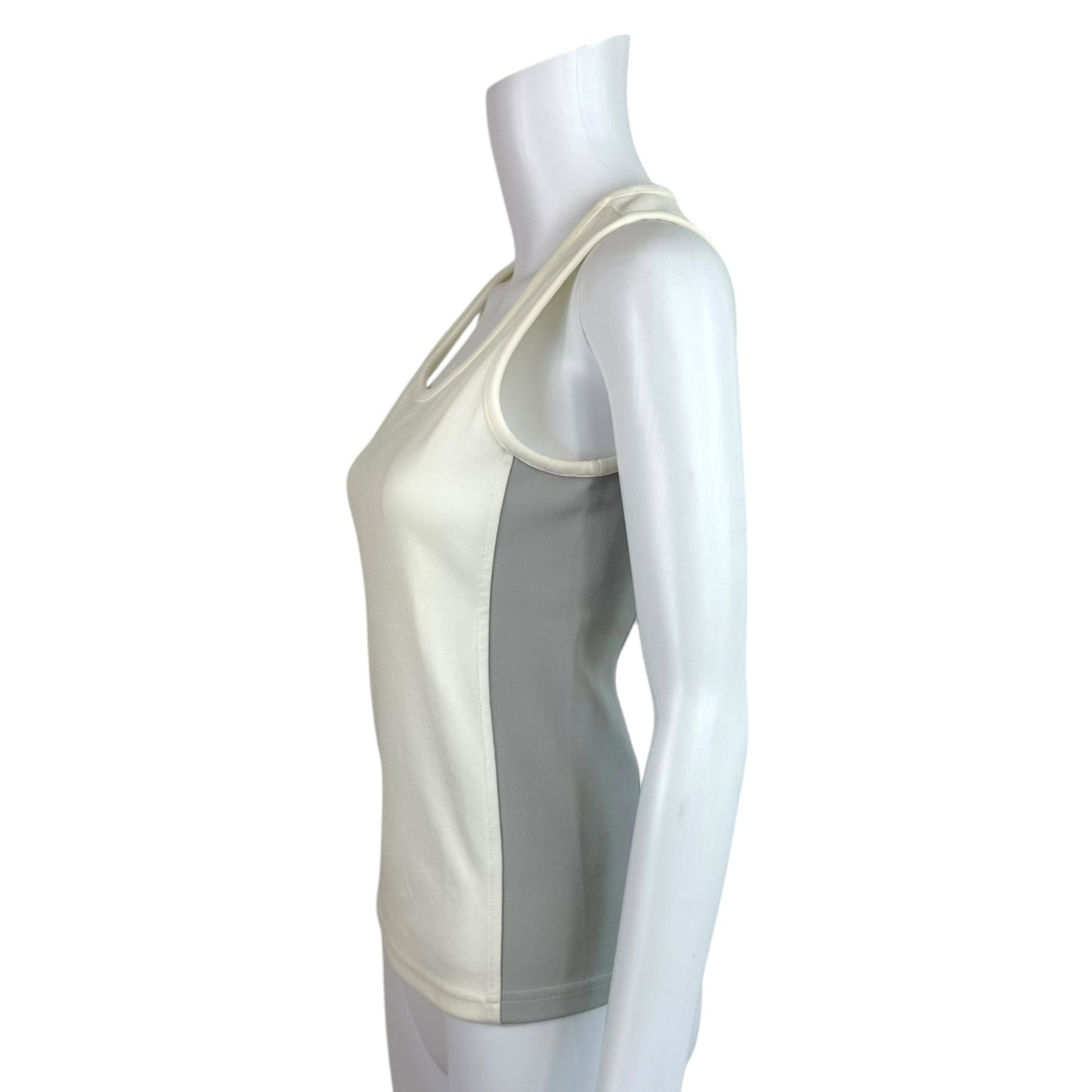 Chanel Sport Gray Ivory Logo Patch Tank Top