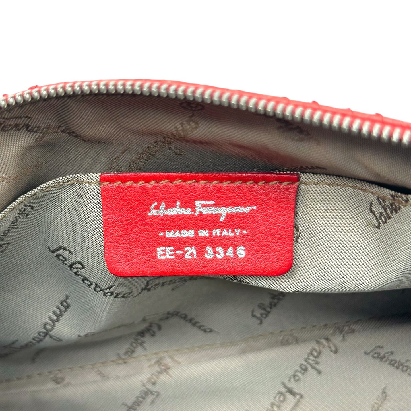 Salvatore Ferragamo Red Python Leather Pochette Bag