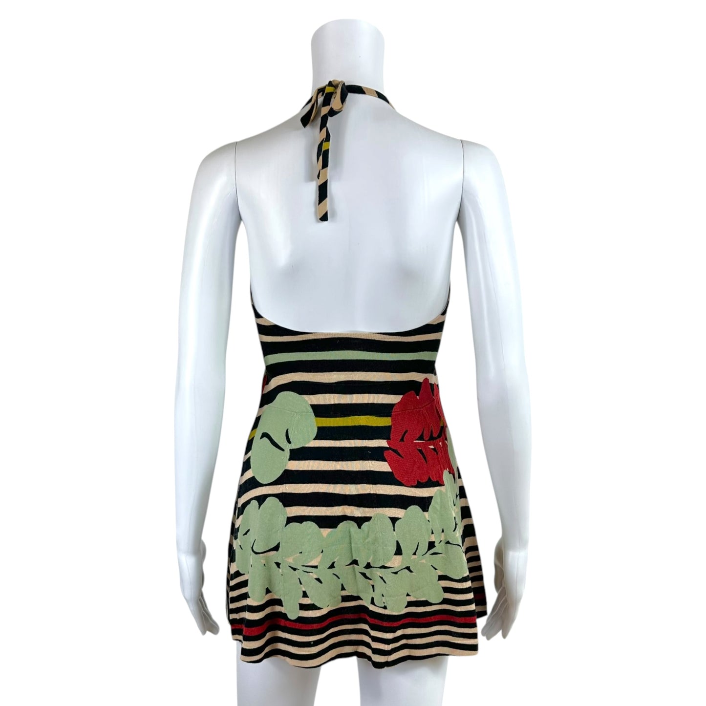Christian Lacroix Knit Halter Mini Dress Multicolor Floral