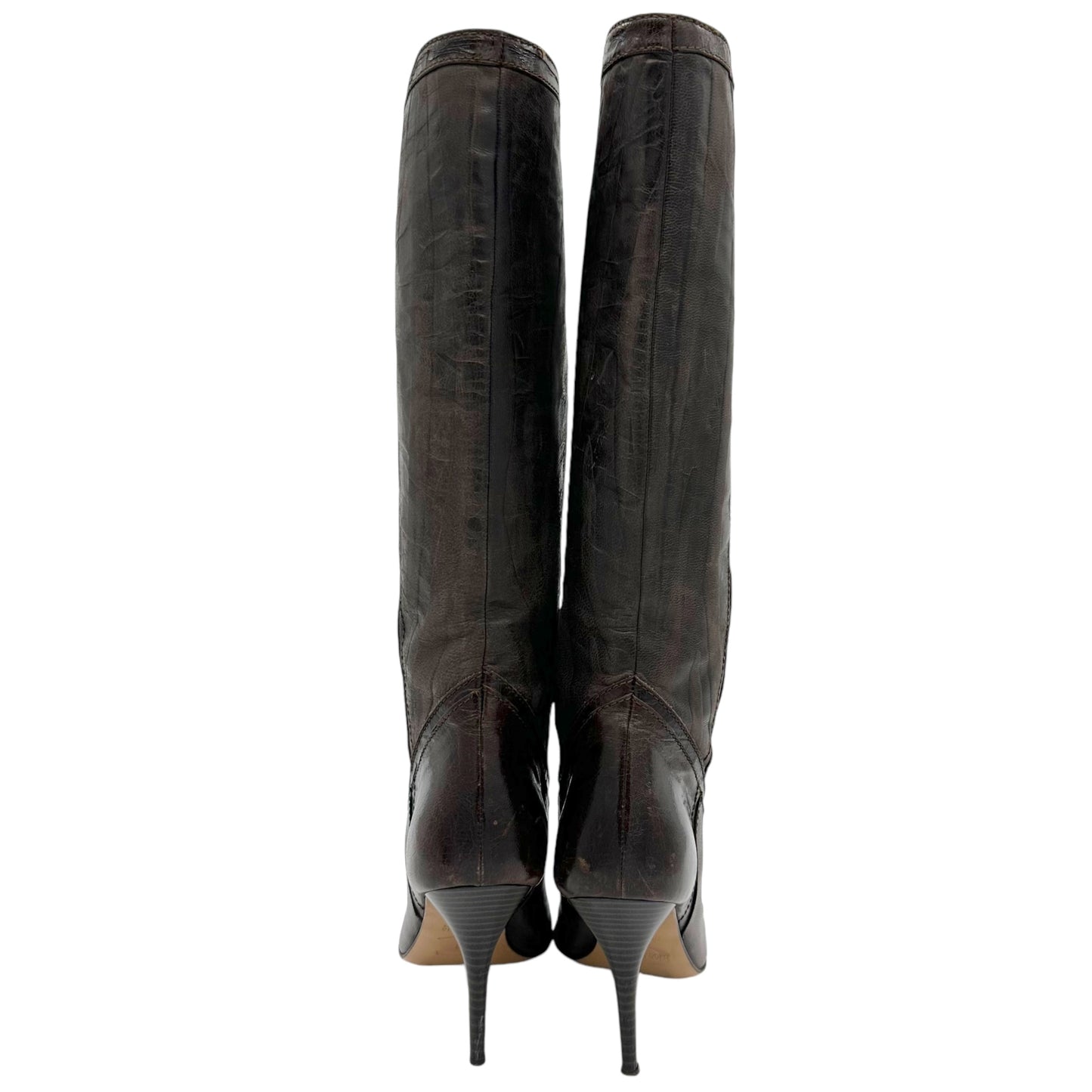 Just Cavalli Brown Leather Heeled Cowboy Boots - Outfit Repeater