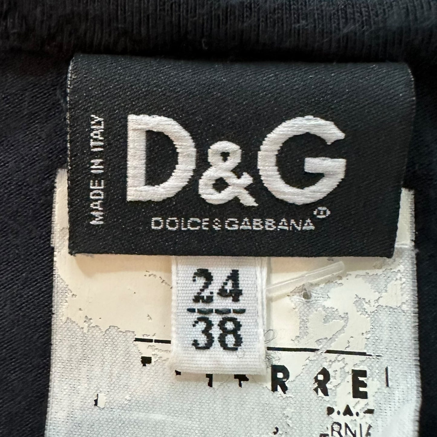 D&G Dolce and Gabbana Lace Sleeve Logo T-Shirt