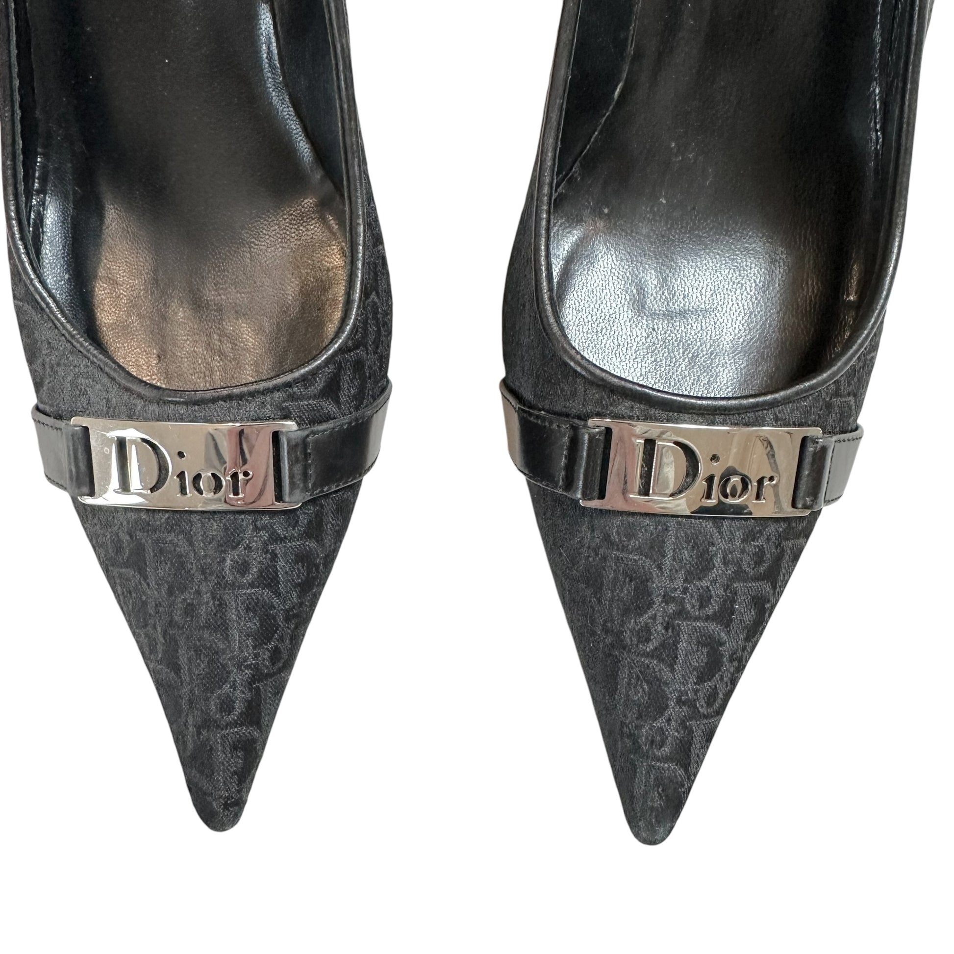 Christian Dior Black Monogram Heels Pointed Toe Stiletto