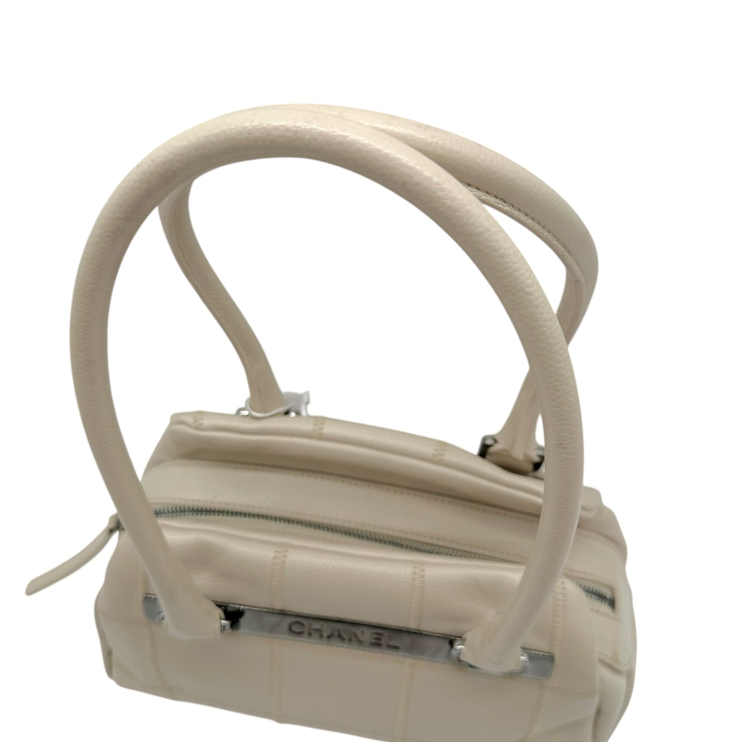 Chanel Ivory Caviar Leather Small Bowler Shoulder Bag
