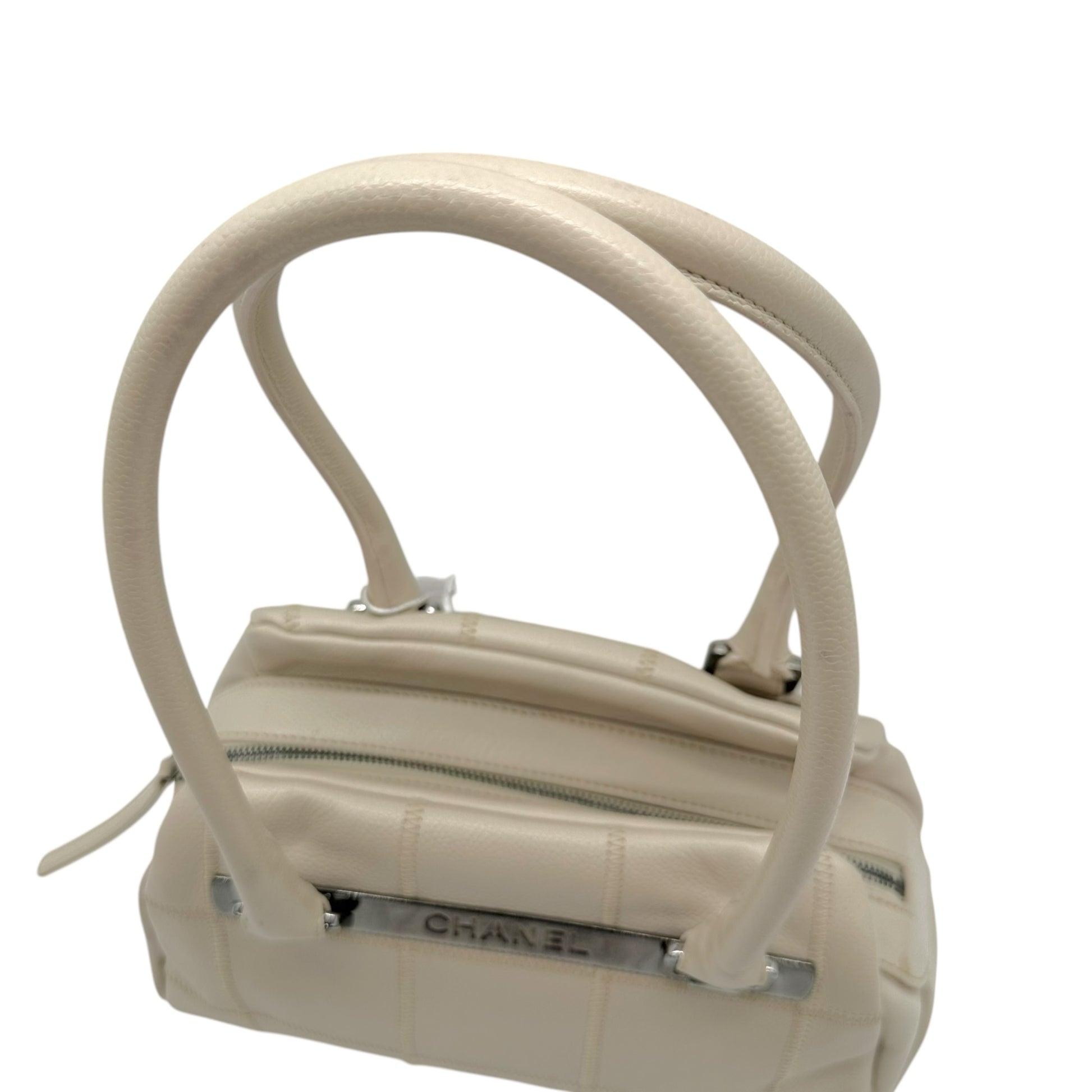 Chanel Ivory Caviar Leather Small Bowler Shoulder Bag