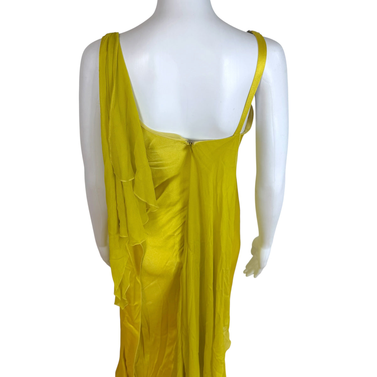 Versace Collection Yellow Silk Gown with Medusa Logo Hardware