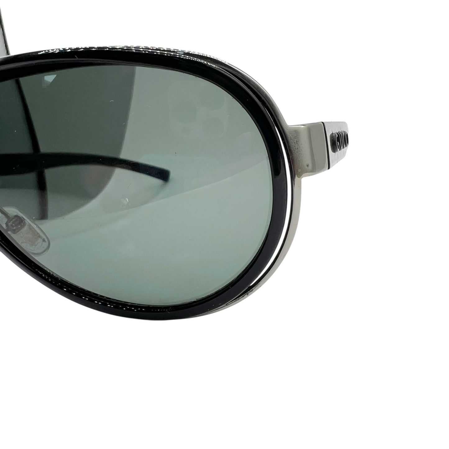 Gucci Black & Silver Oversized Aviator Sunglasses w/ Case