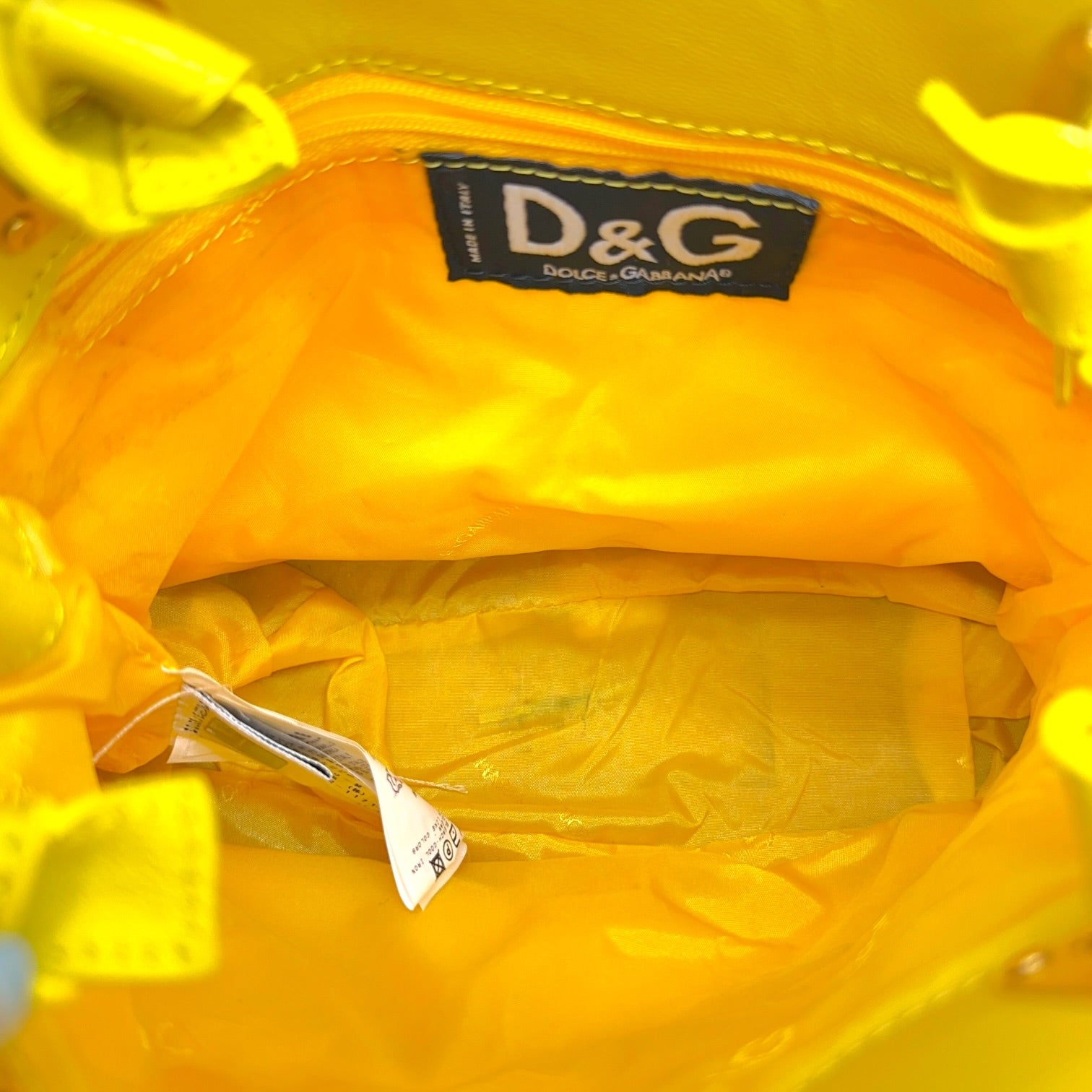 D&G Mini Tote Bag Yellow Green Rhinestone Lizard Design