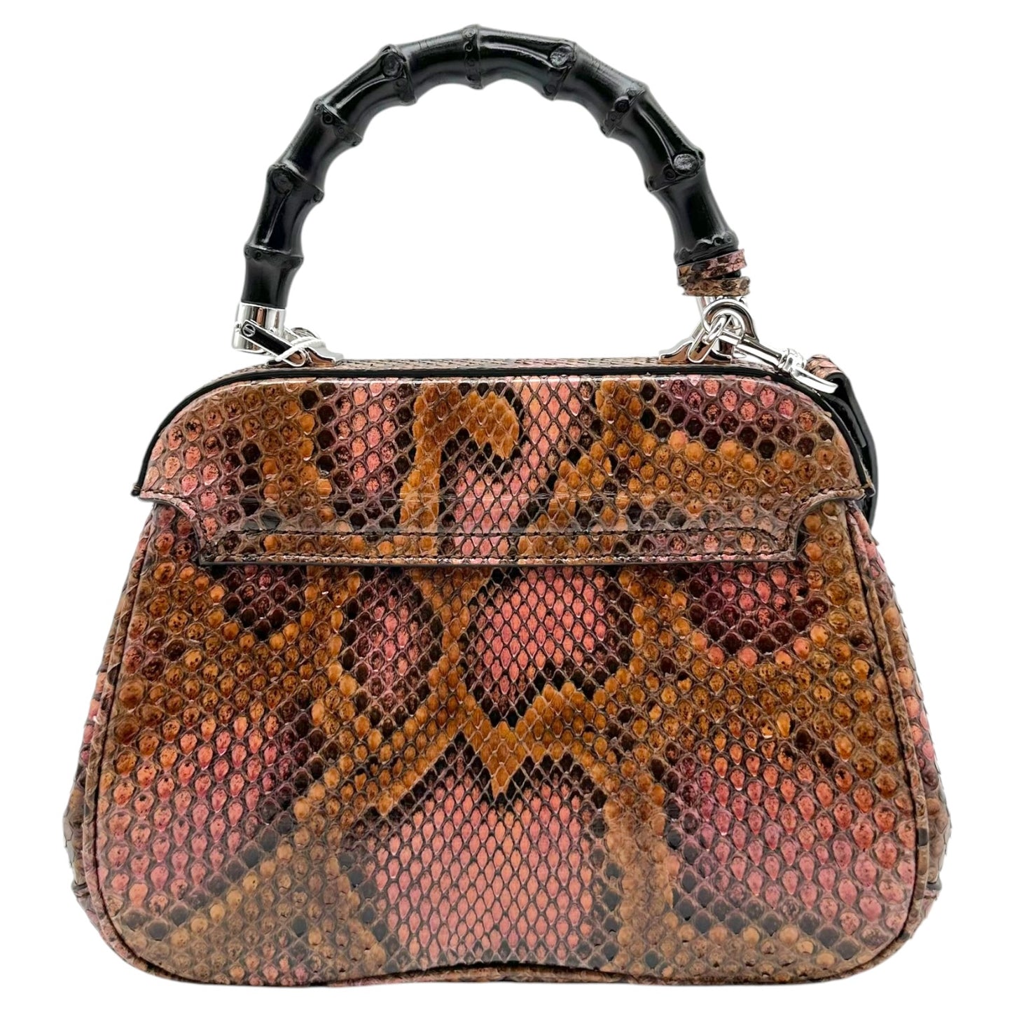 Gucci Python Bamboo Top Handle Lady Lock Bag