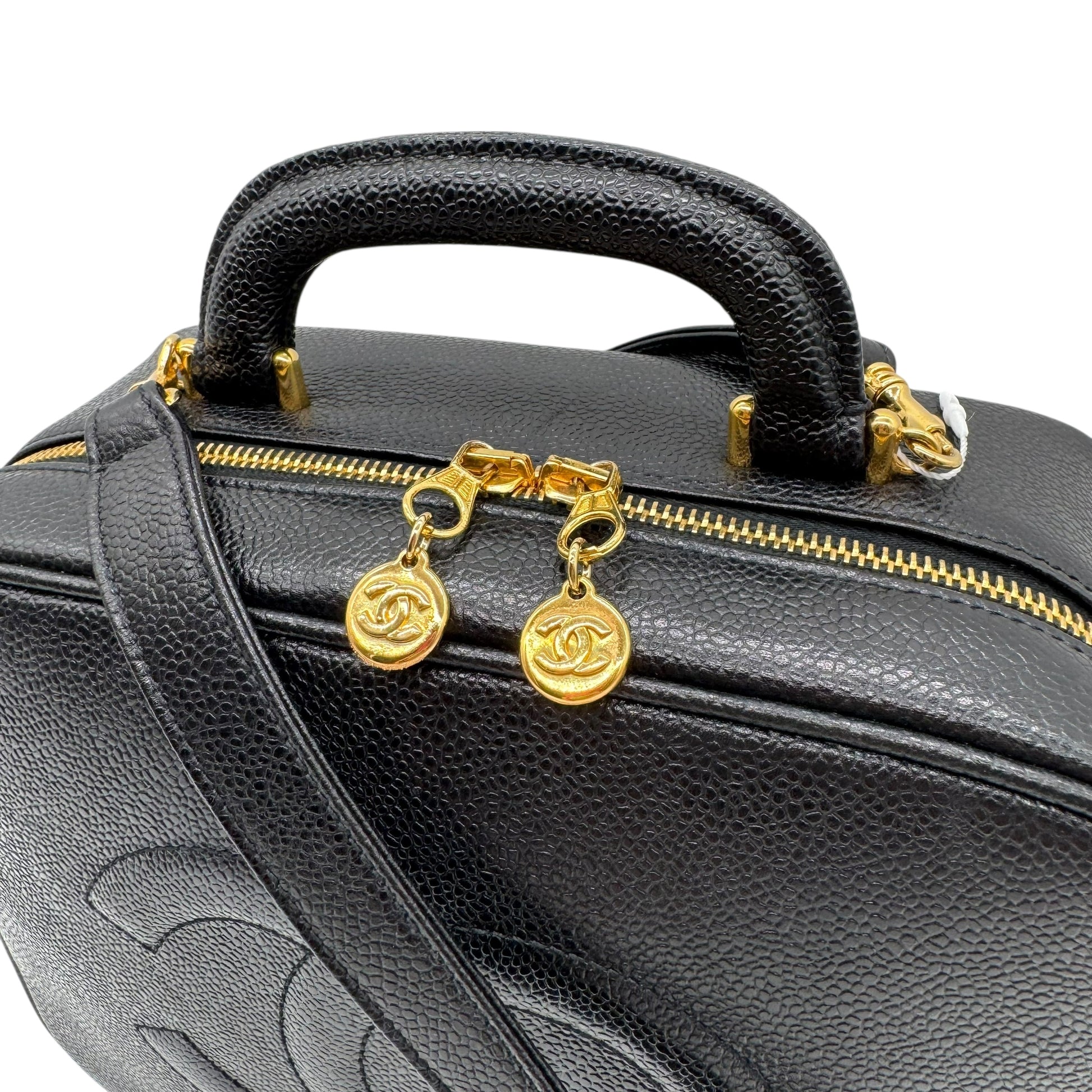 Chanel Black Caviar Leather 2-Way Satchel Vanity Bag 1996-97 - Outfit Repeater