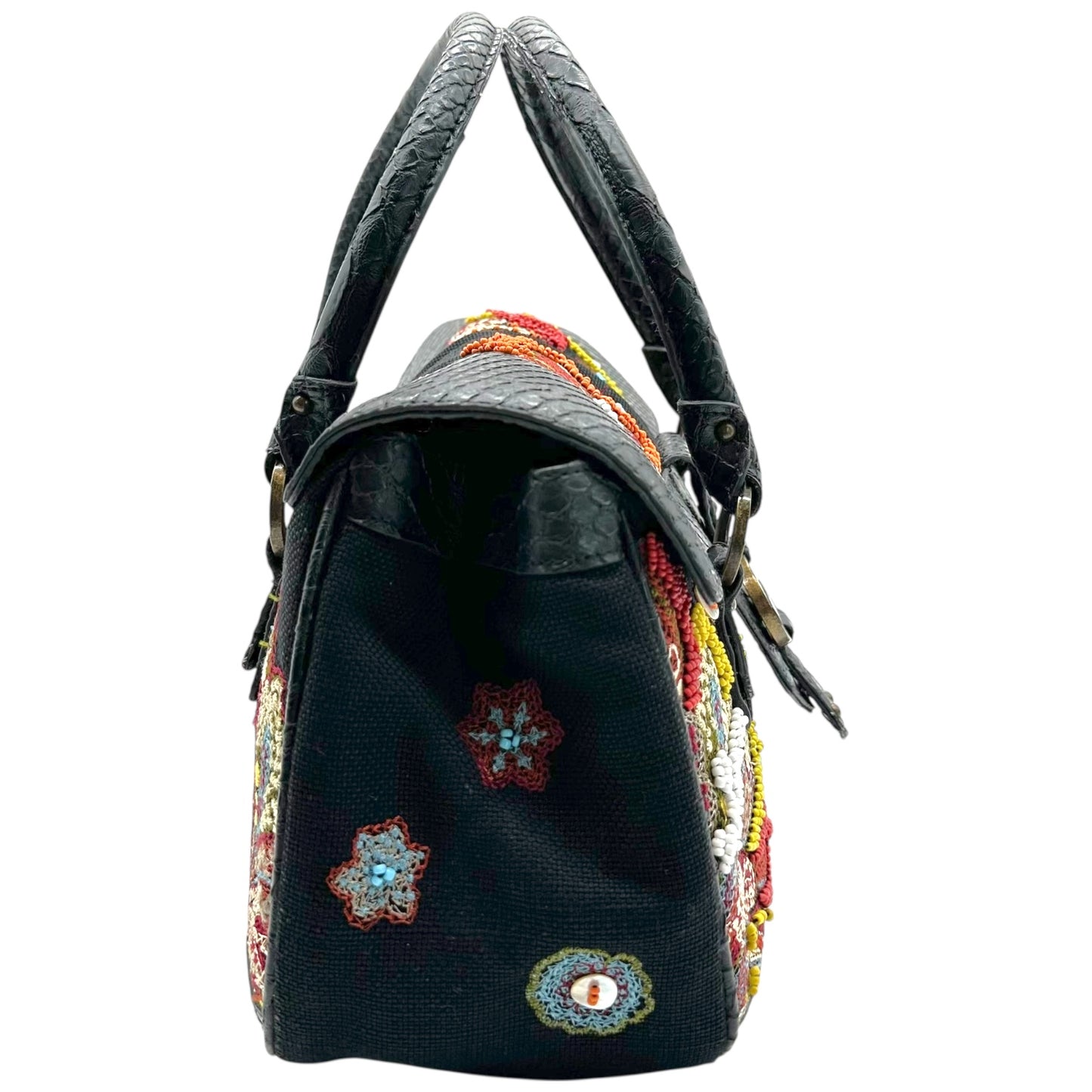 Just Cavalli Roberto Cavalli Beaded Floral & Snakeskin Bag