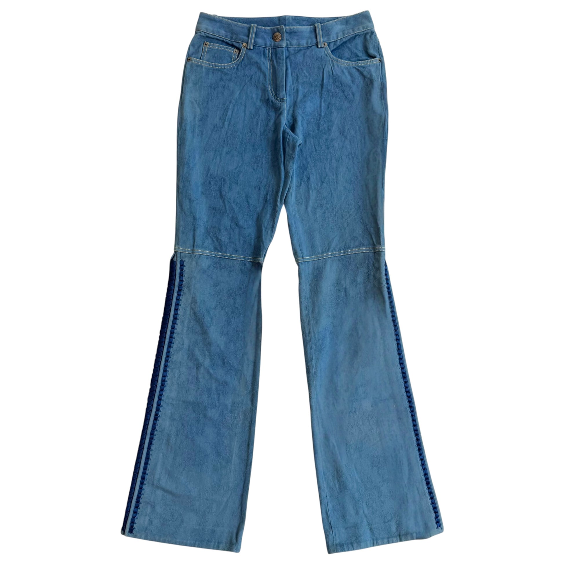 John Galliano Blue Lace Up Side Flare Jeans
