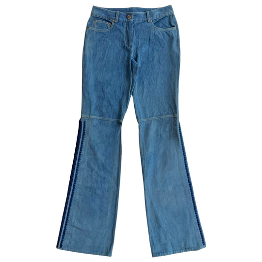 John Galliano Blue Lace Up Side Flare Jeans