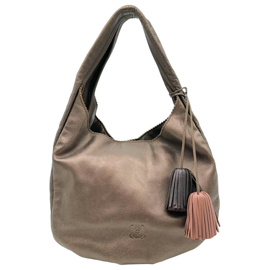 Loewe Brown Metallic Lambskin Bucket Shoulder Bag w/ Fringe Charms