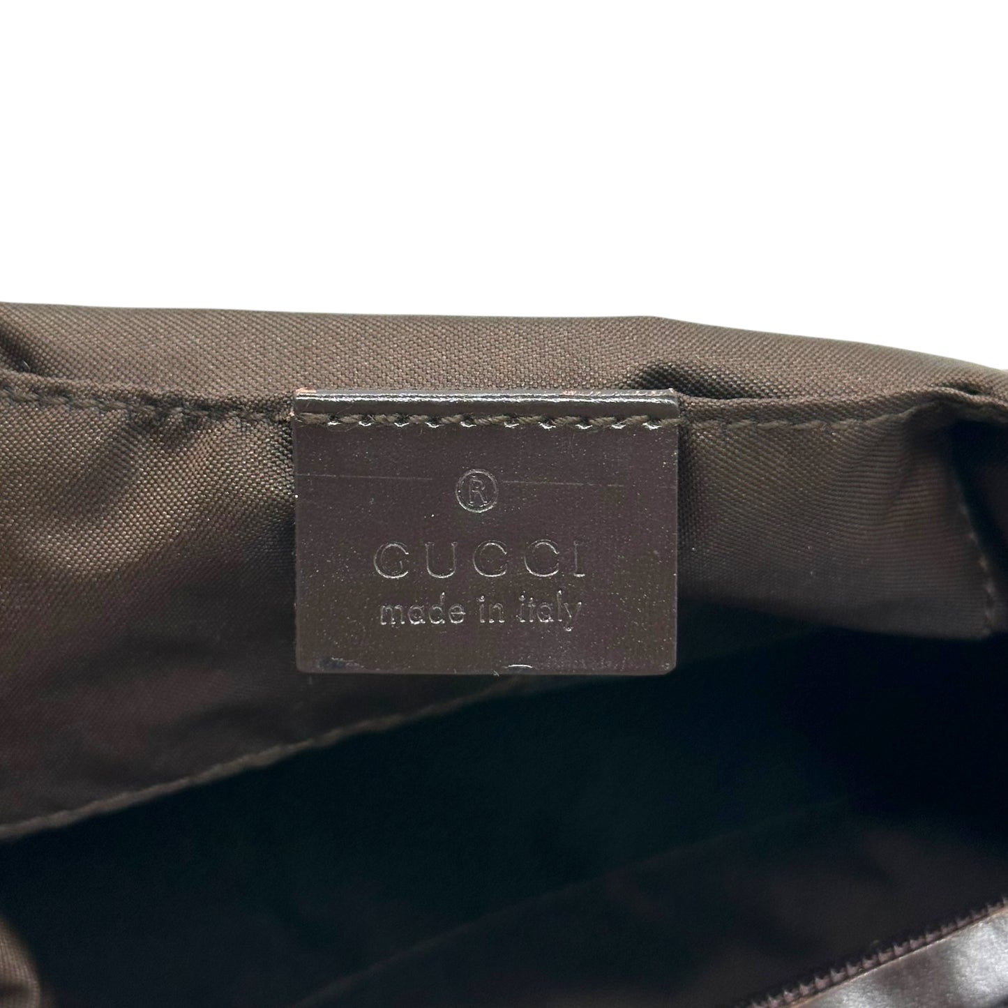 Gucci Brown Suede Monogram Shoulder Bag